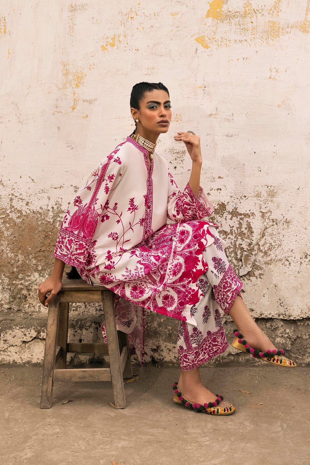 Stitched Printed Viscose Shirt + Culotte