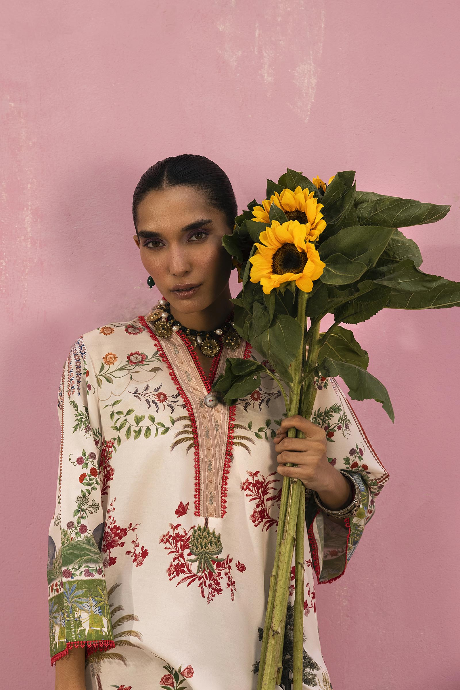 Stitched Printed Viscose Shirt + Culotte
