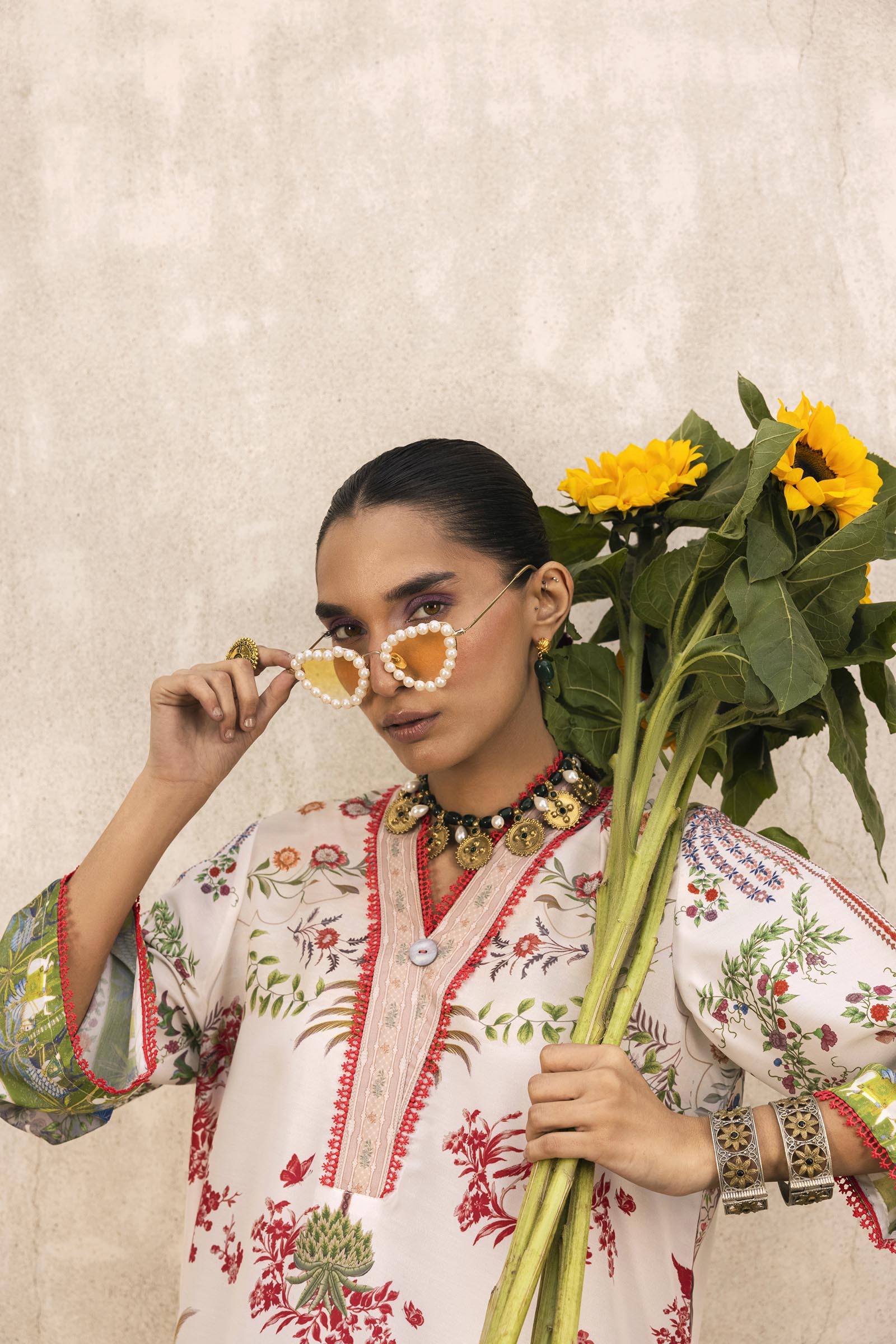 Stitched Printed Viscose Shirt + Culotte