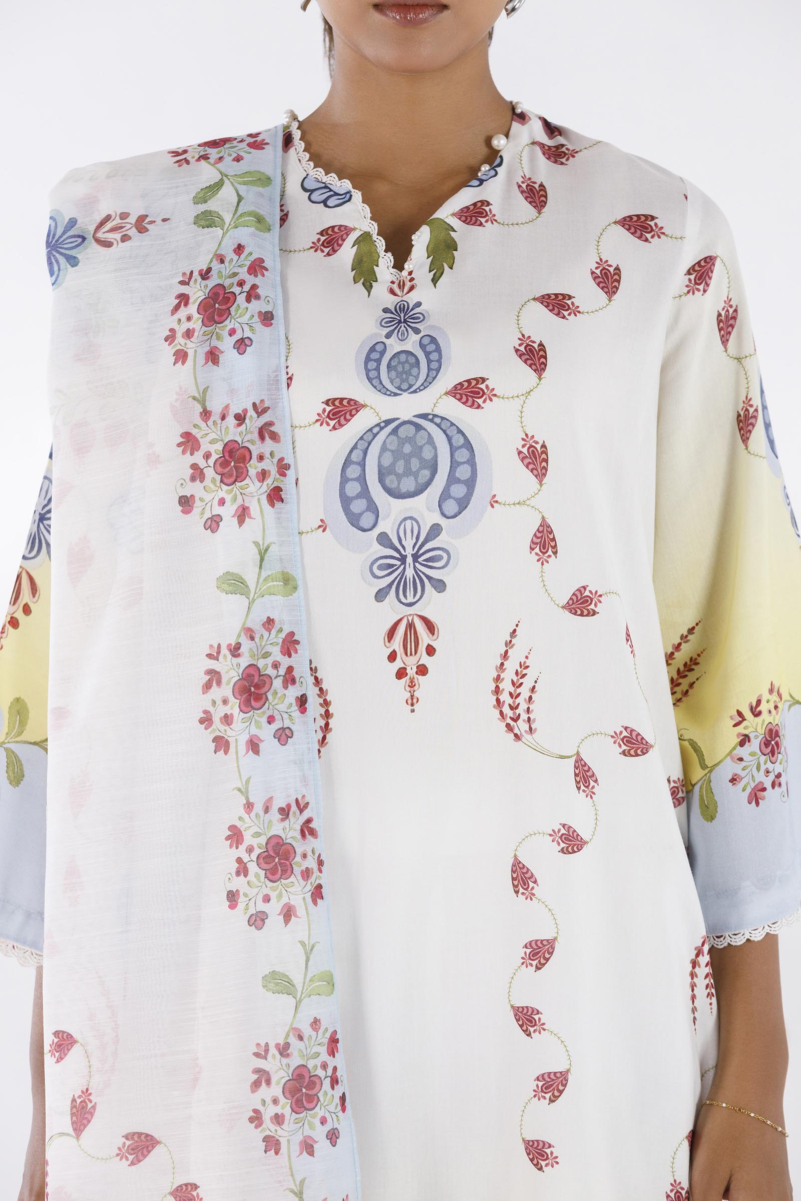 Stitched Printed Linen Shirt+ Dupatta
