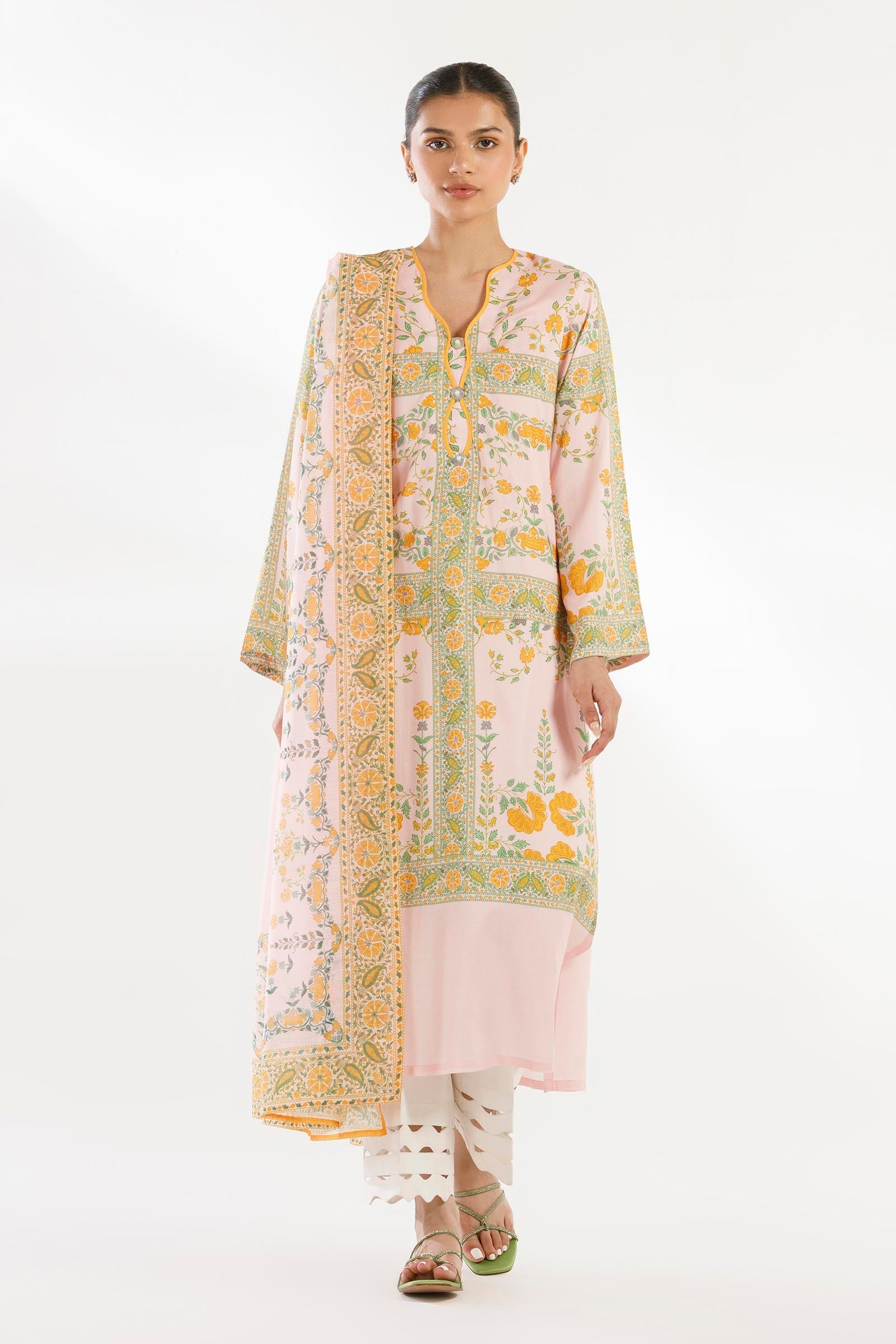 Stitched Printed Linen Shirt + Dupatta
