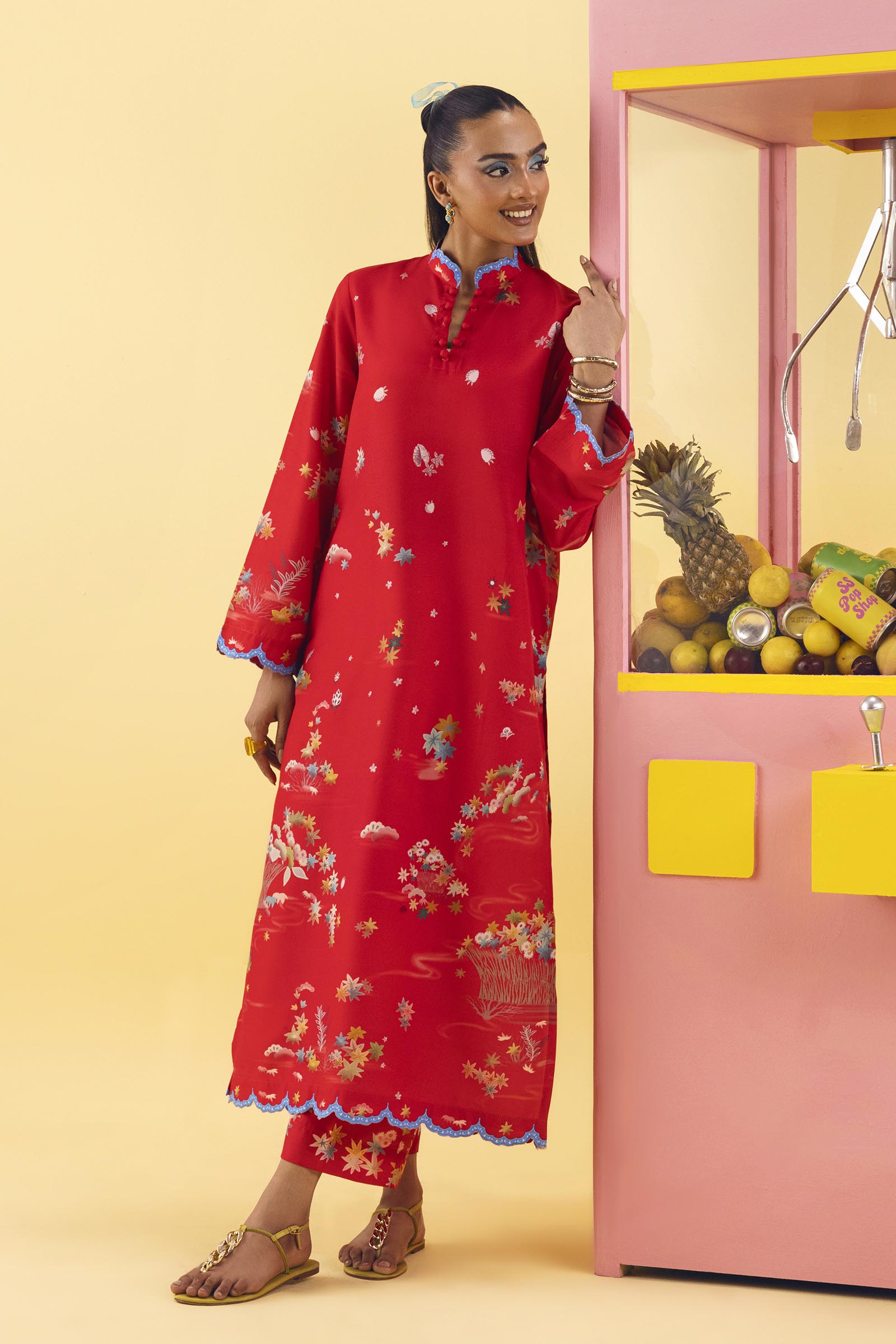 Stitched Printed Basic Viscose Shirt+ Culotte