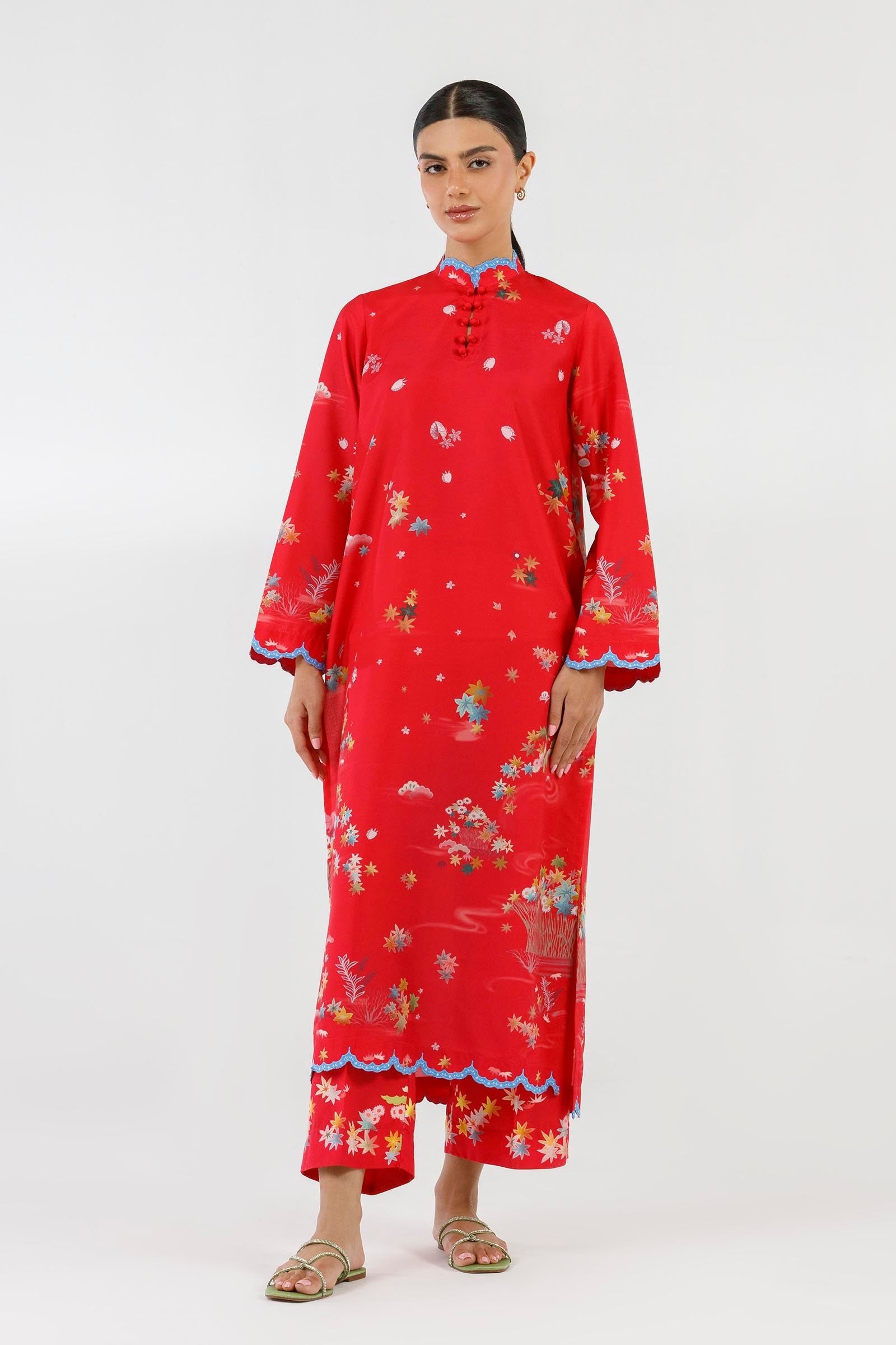 Stitched Printed Basic Viscose Shirt+ Culotte