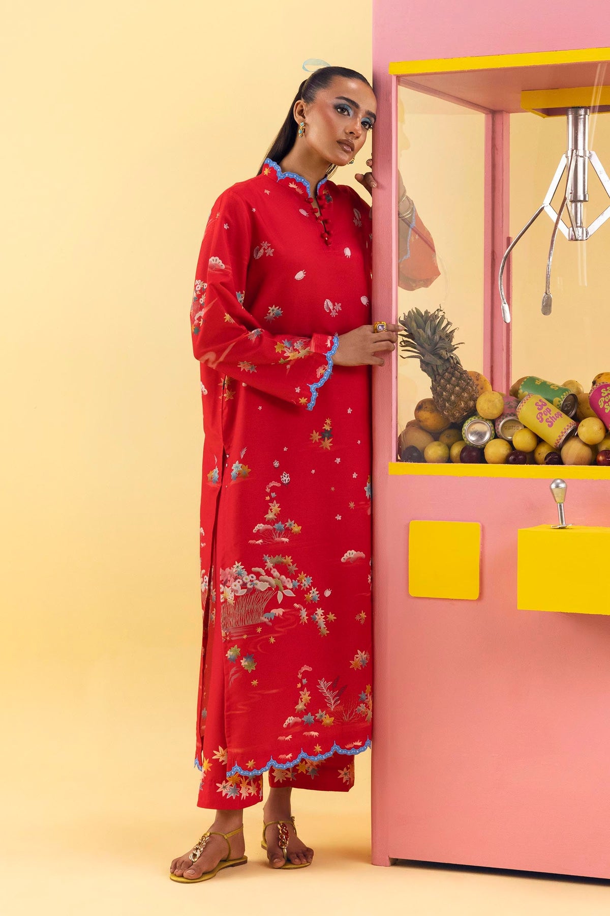 Stitched Printed Basic Viscose Shirt+ Culotte