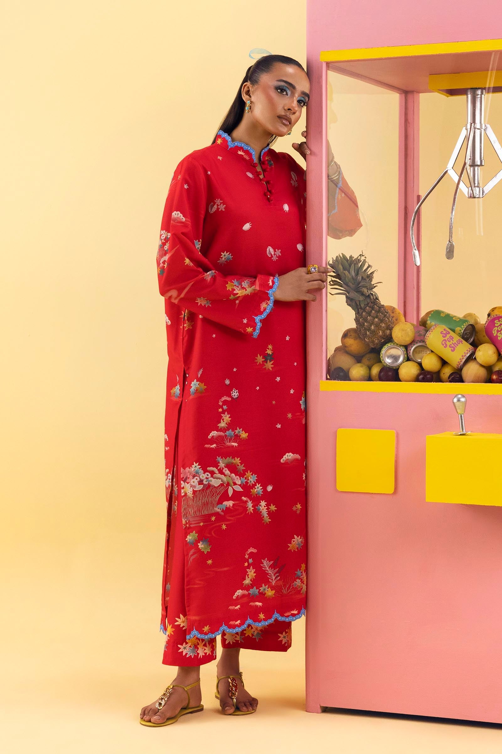 Stitched Printed Basic Viscose Shirt+ Culotte