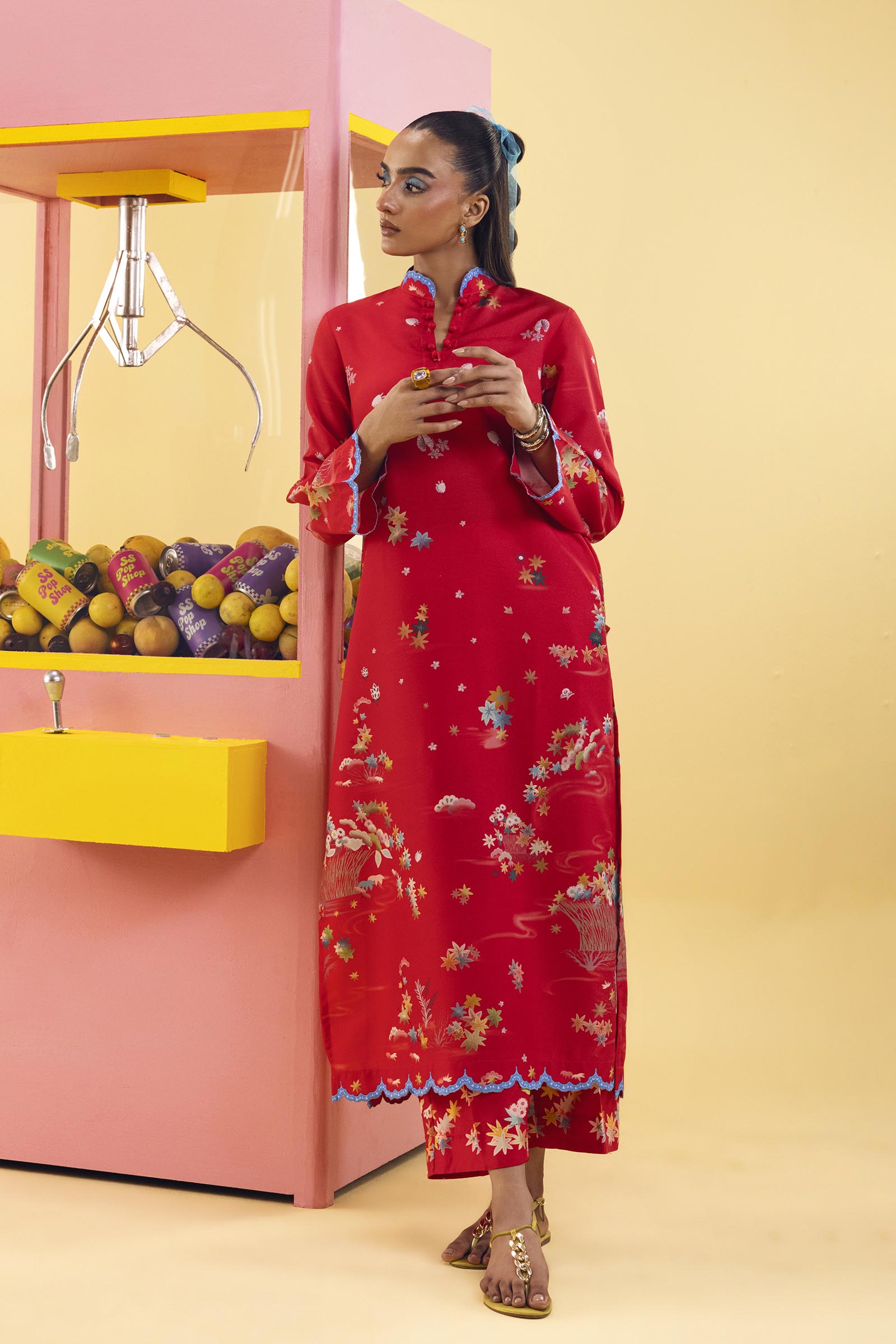 Stitched Printed Basic Viscose Shirt+ Culotte