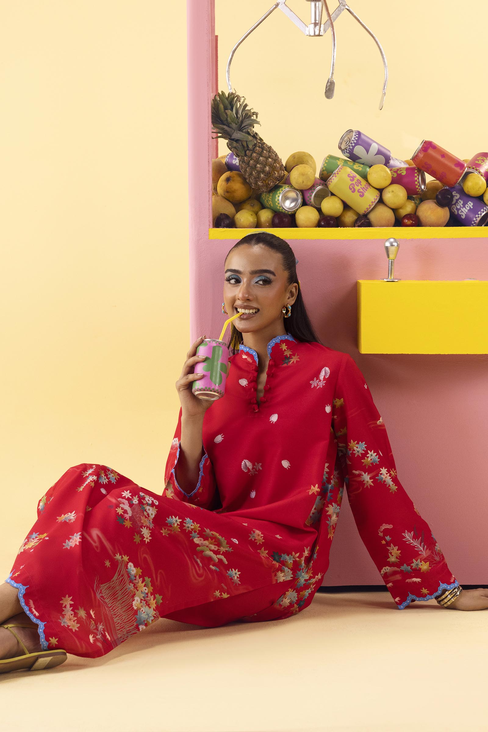 Stitched Printed Basic Viscose Shirt+ Culotte