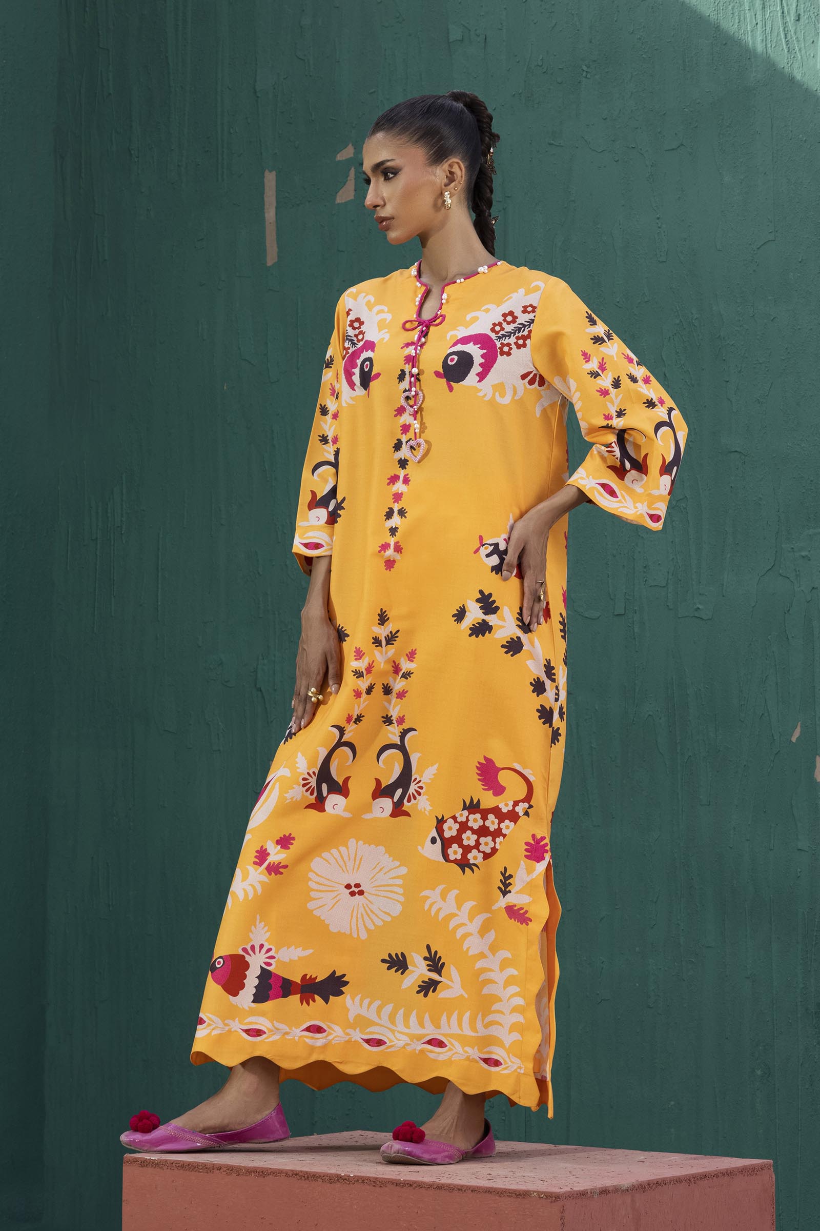 Stitched Printed Viscose Shirt+ Culotte