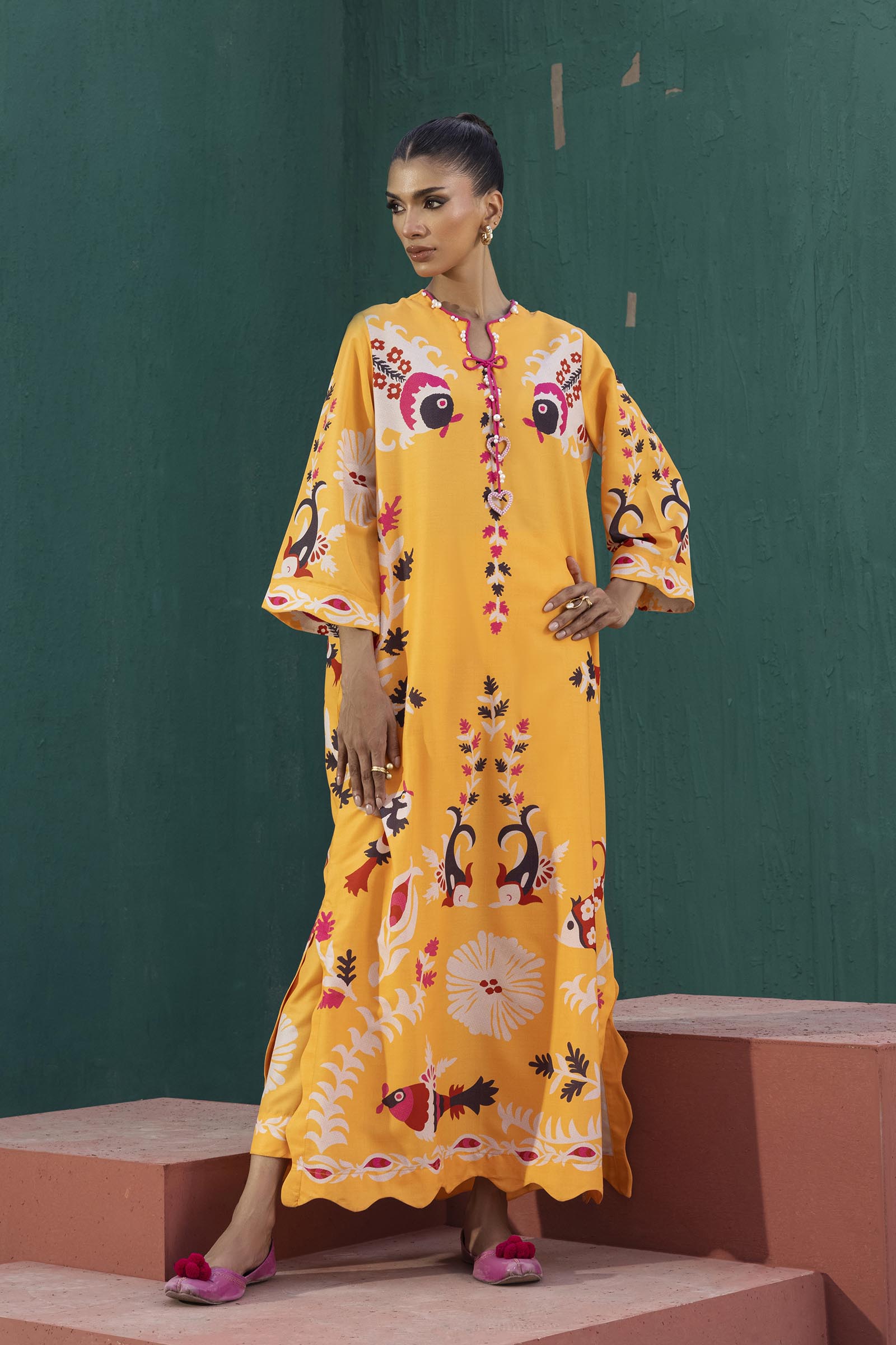 Stitched Printed Viscose Shirt+ Culotte