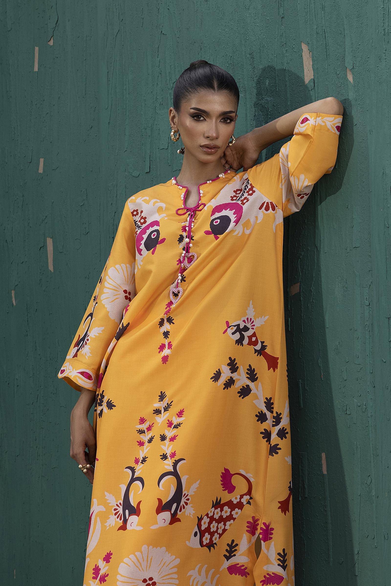 Stitched Printed Viscose Shirt+ Culotte