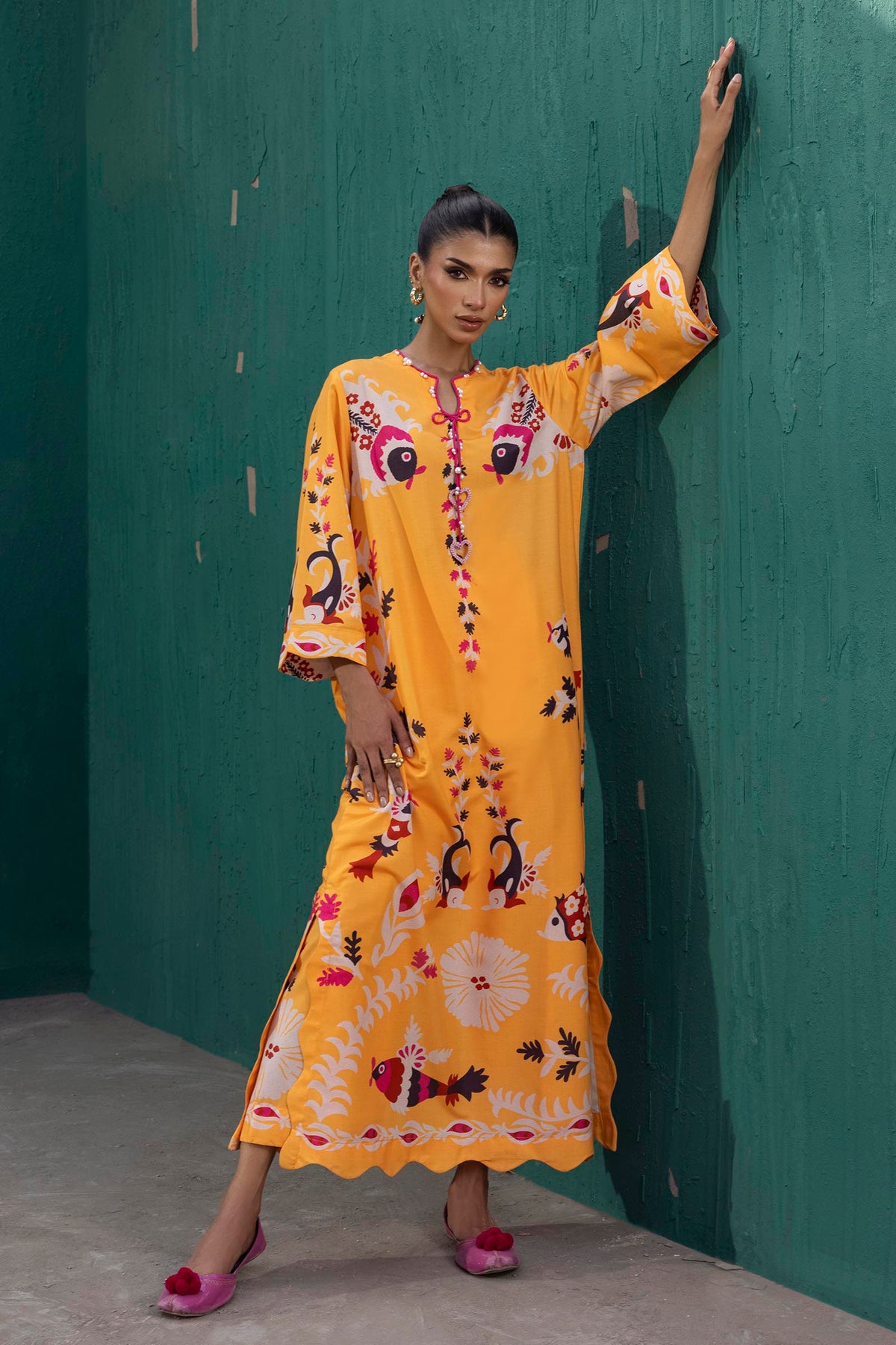 Stitched Printed Viscose Shirt+ Culotte - 1000000093480