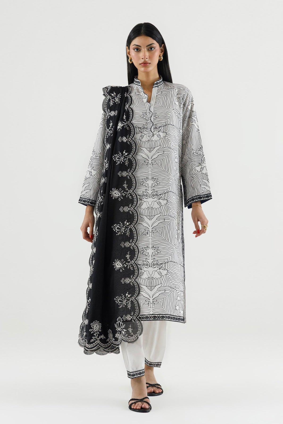 Stitched Embroidered Lawn Dupatta