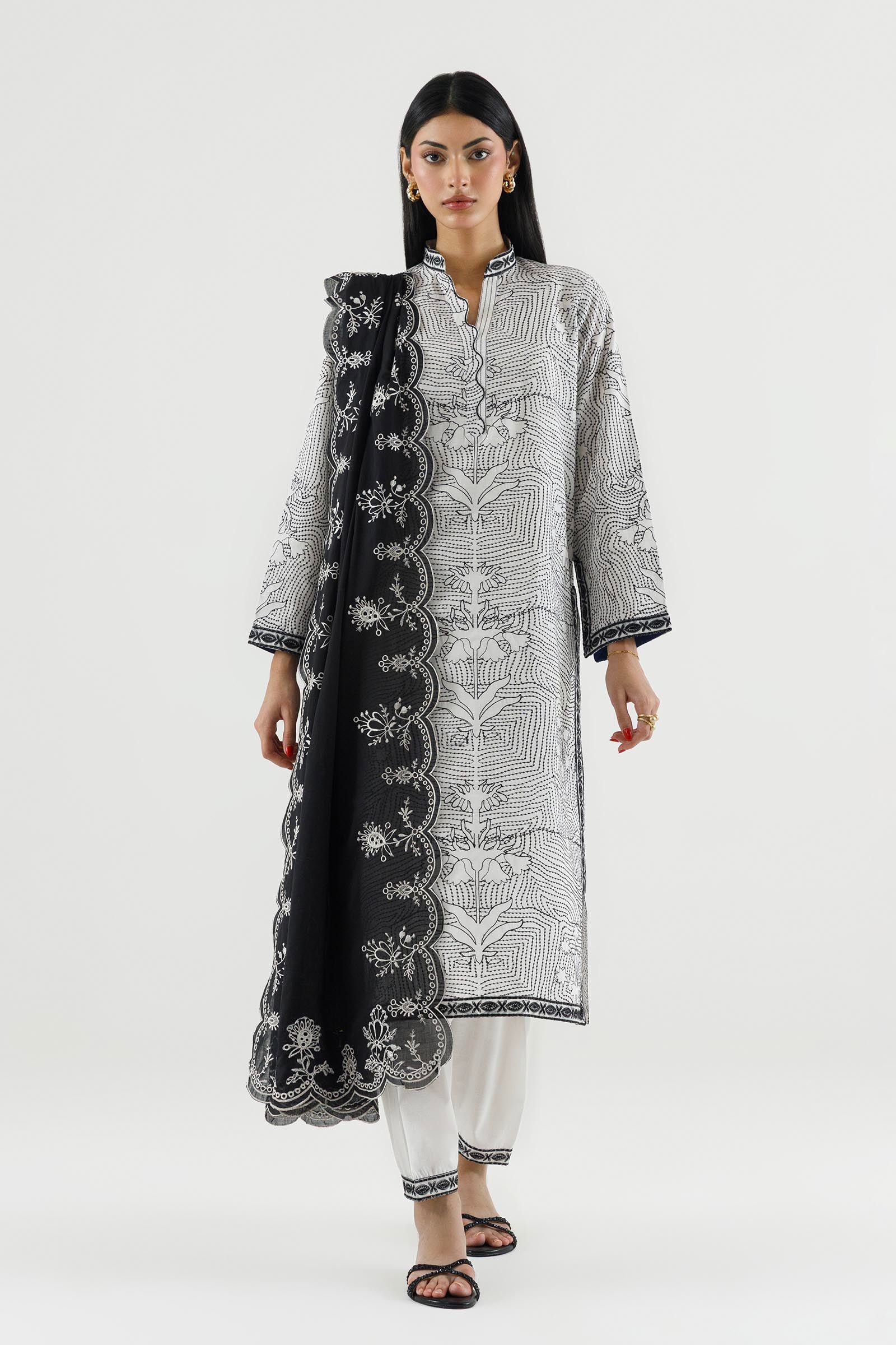 Stitched Embroidered Lawn Dupatta