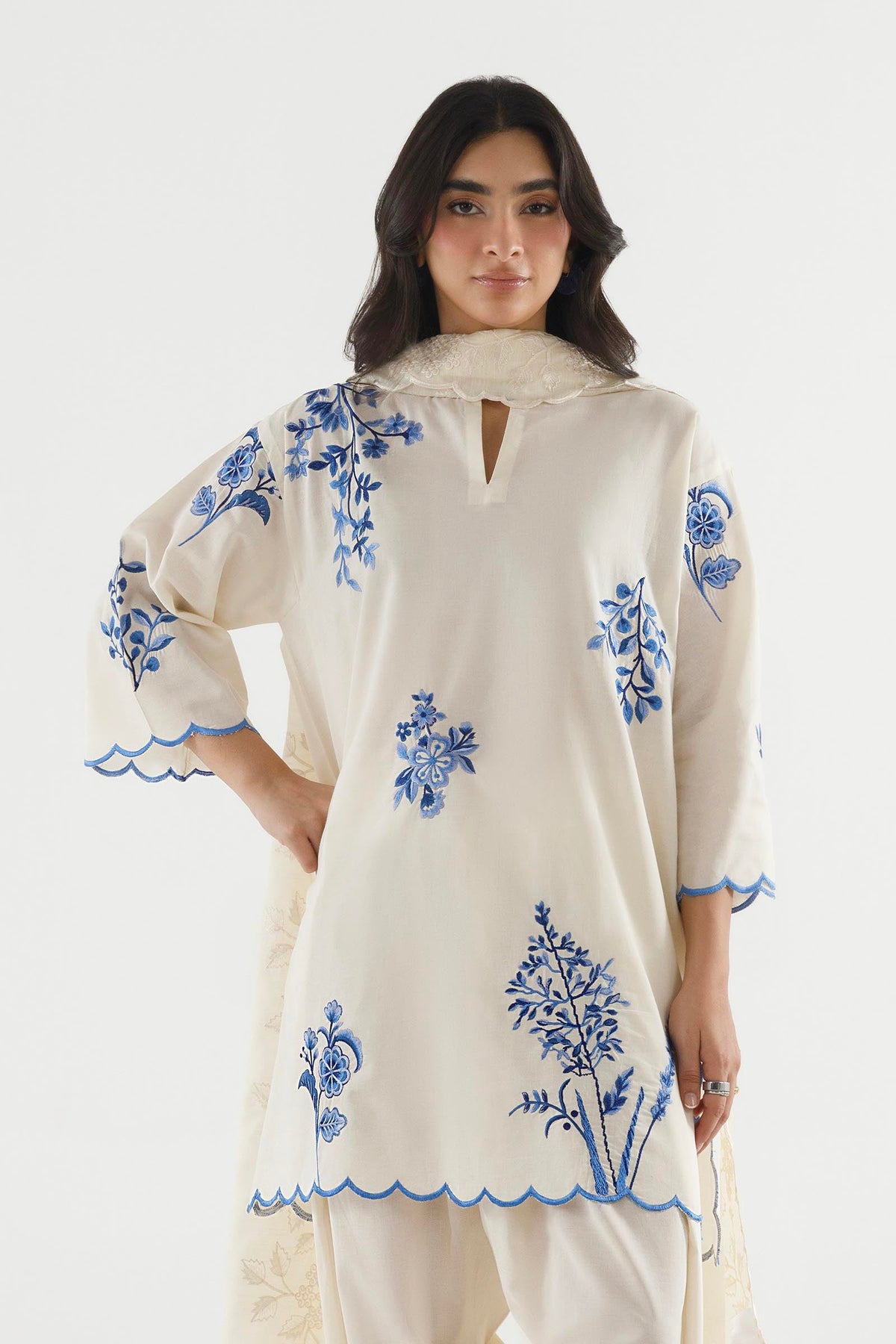 Stitched Embroidered Lawn Suit - 1000000095588