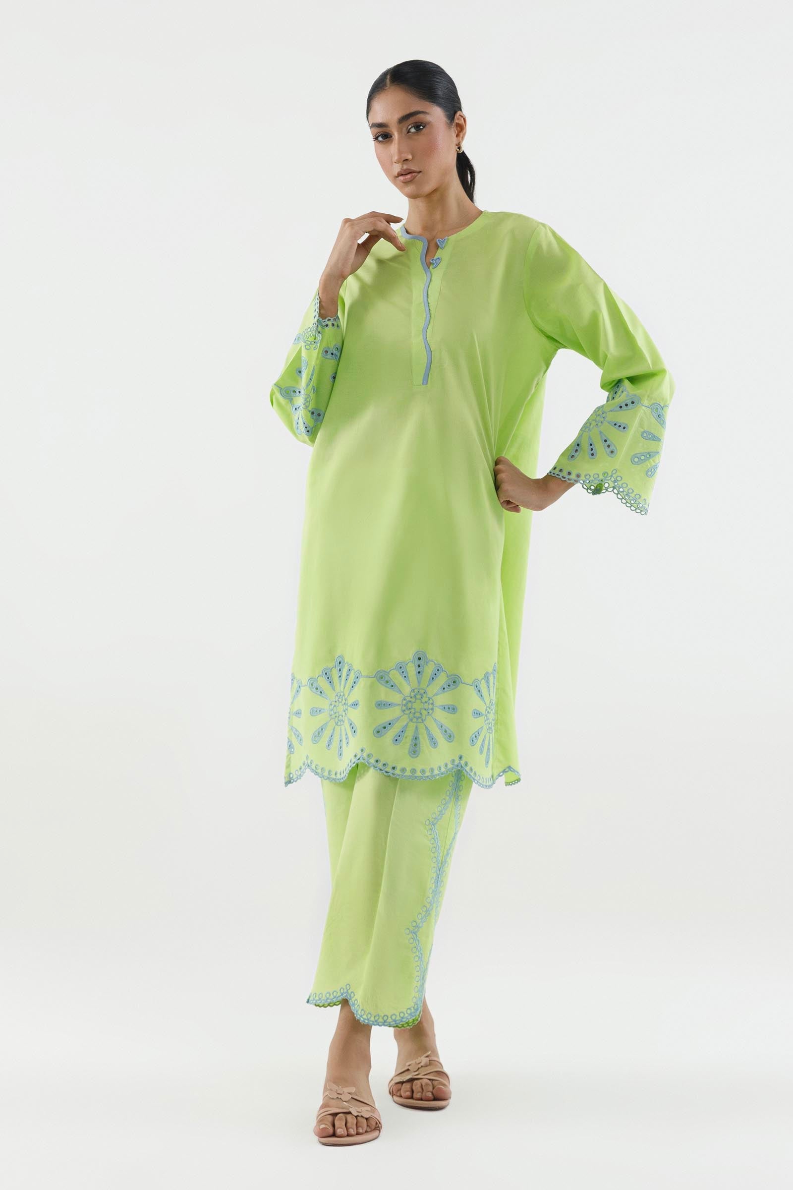 Stitched Embroidered Lawn Shirt+ Culotte