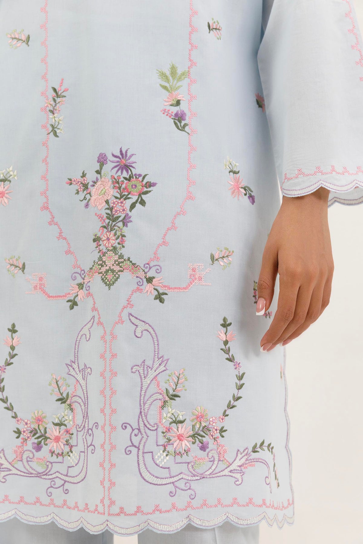 Stitched Embroidered Lawn Shirt+ Culotte