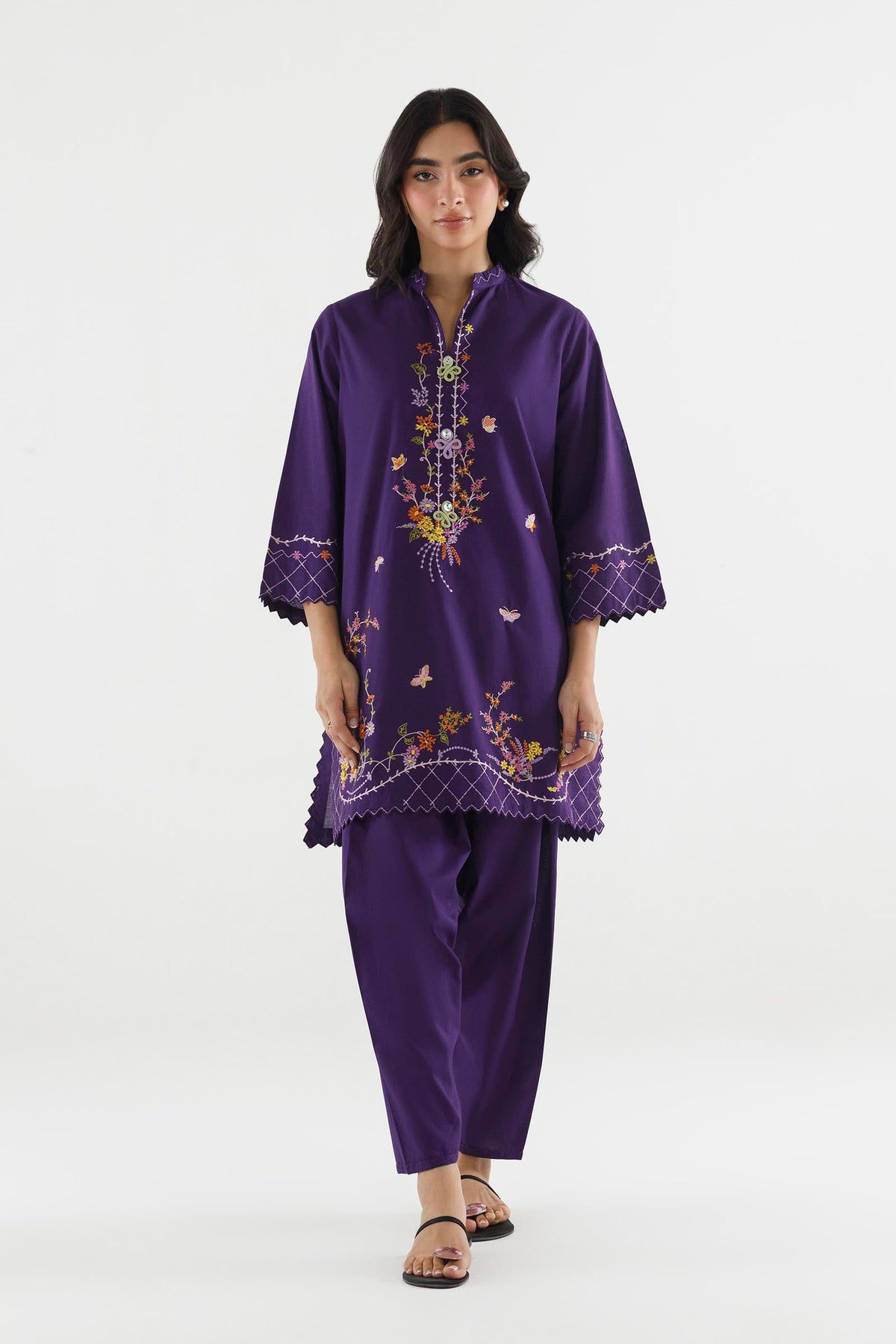 Stitched Embroidered Lawn Shirt+ Shalwar