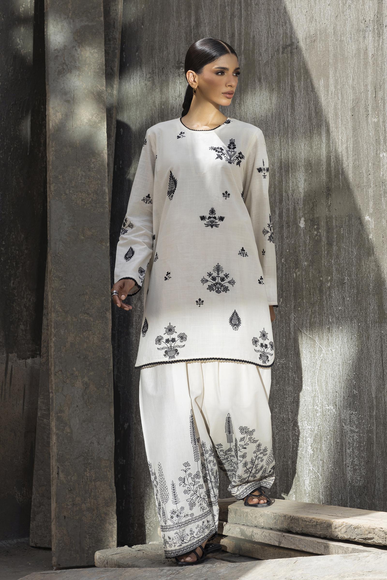 Stitched Embroidered Lawn Shirt+ Culotte