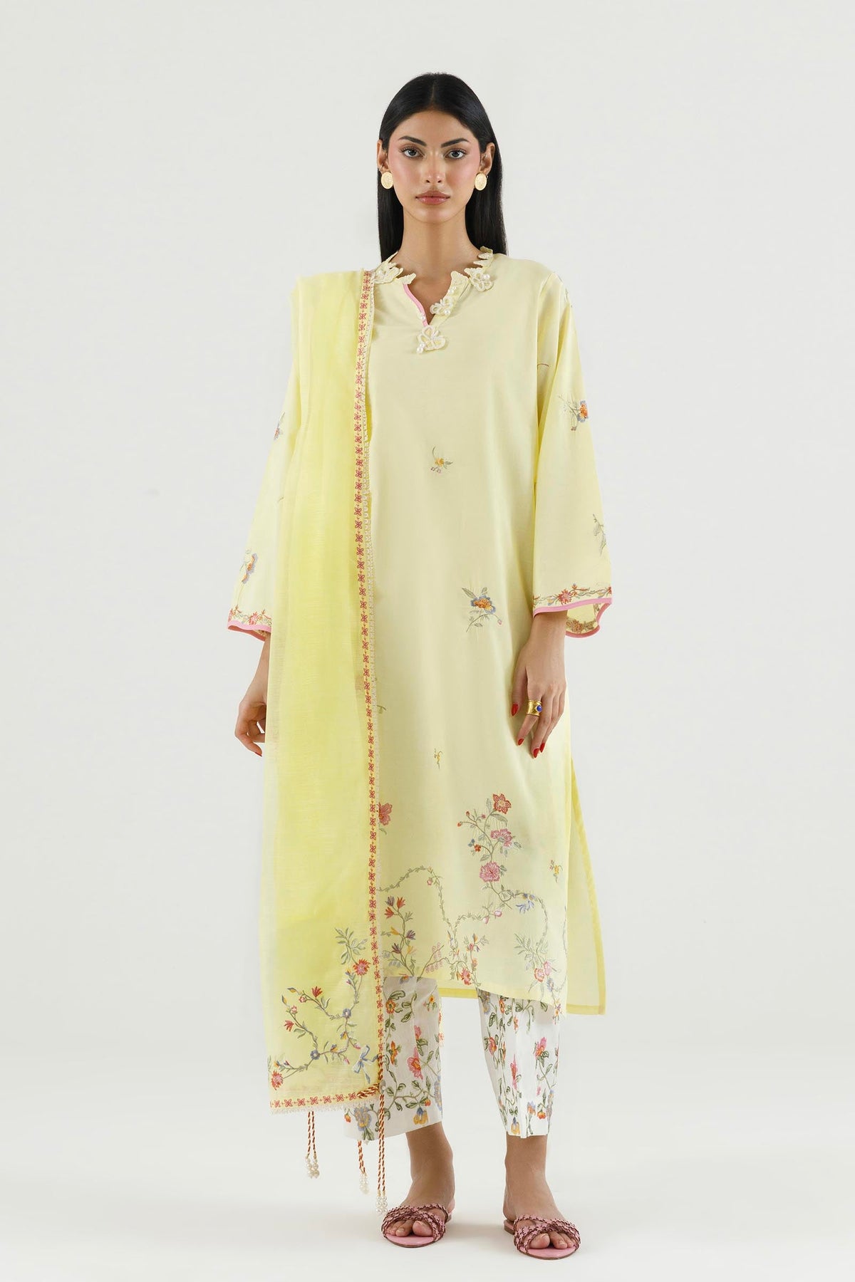 Stitched Embroidered Lawn Suit - 1000000093850