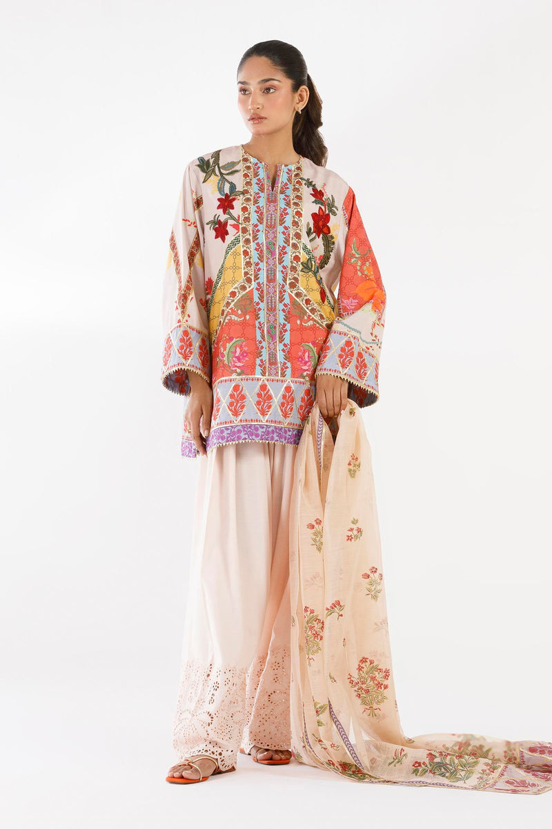 Stitched Embroidered Raw Silk Suit