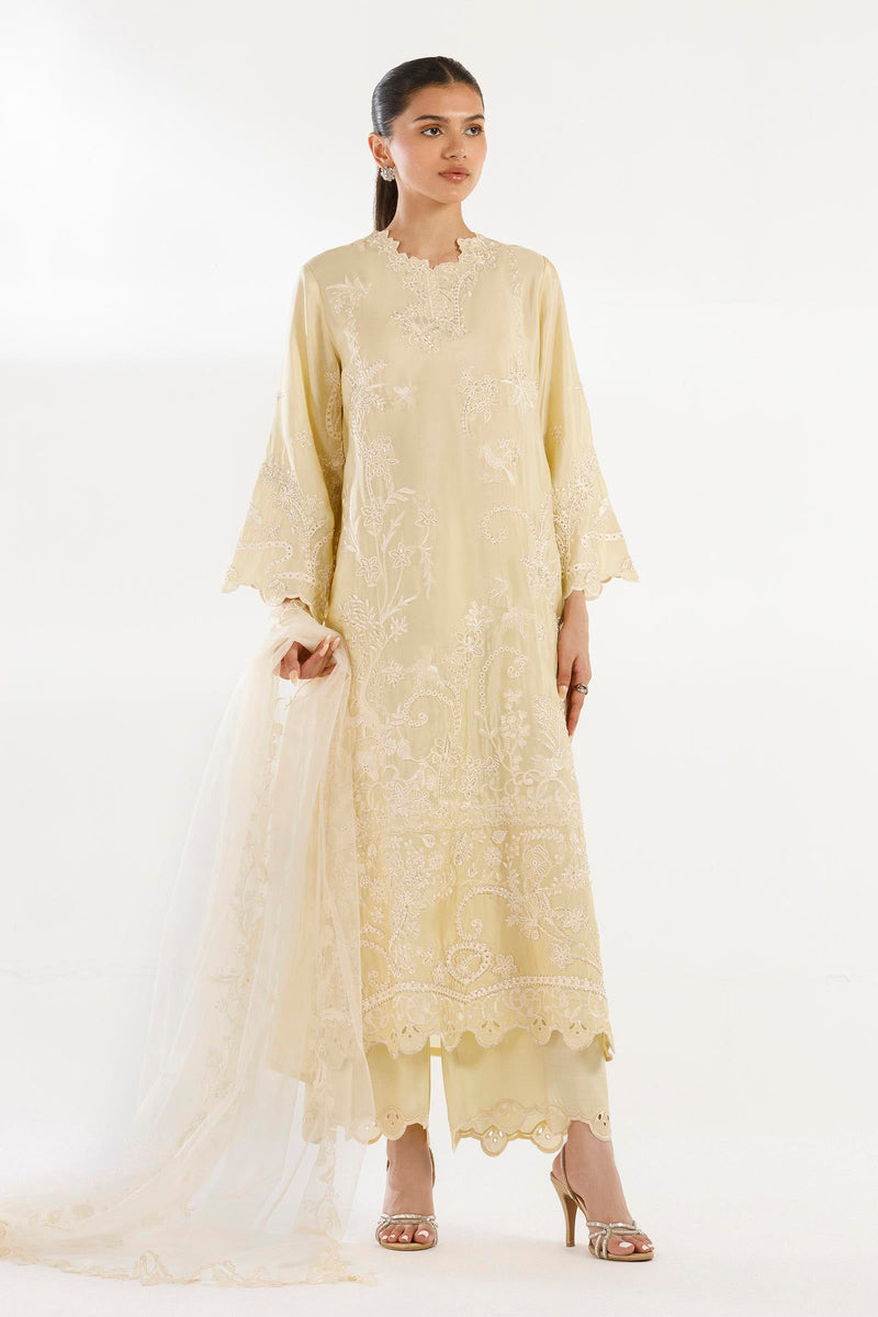 Stitched Embroidered Sheesha Silk Shirt+ Culotte