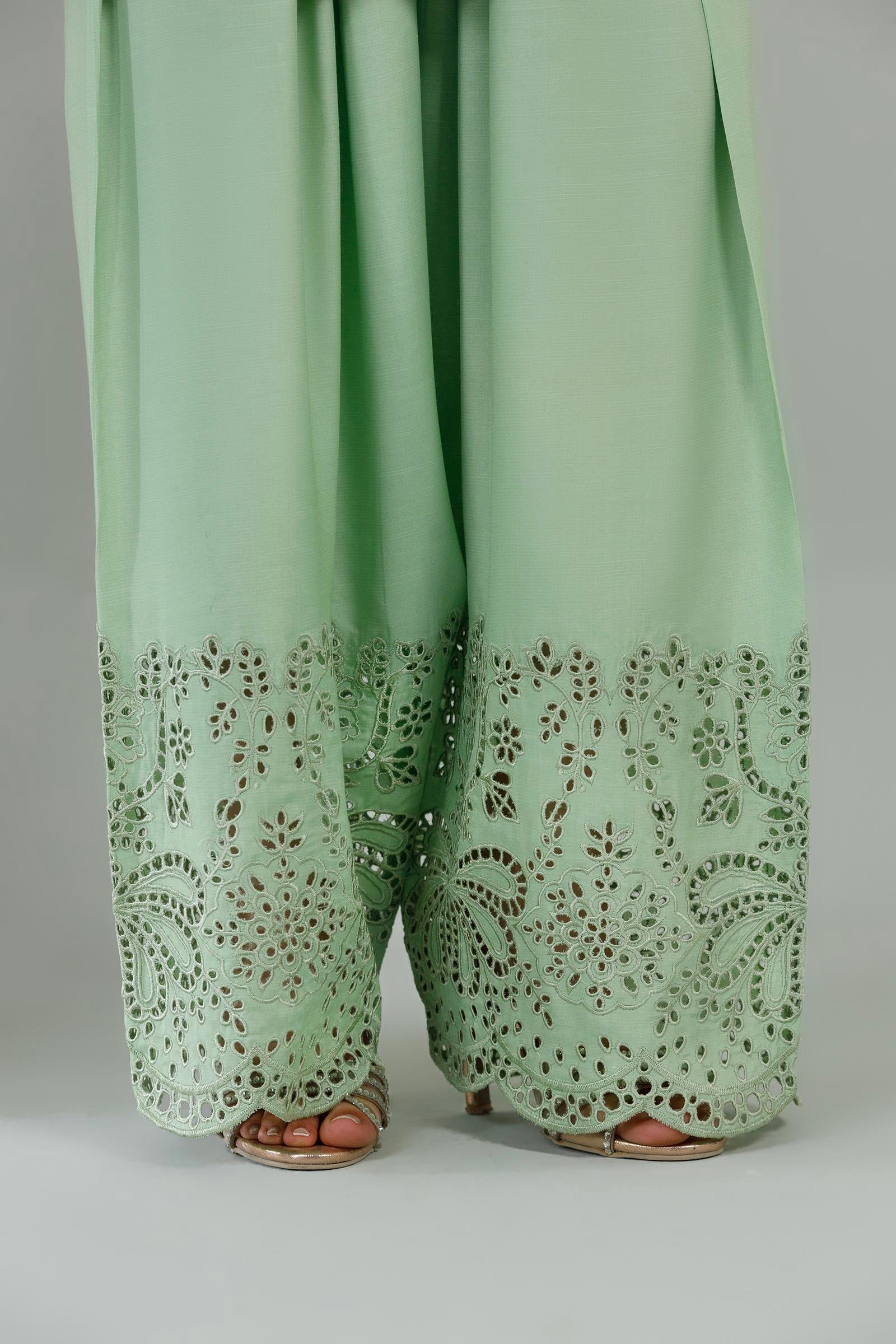 Stitched Embroidered Raw Silk Suit
