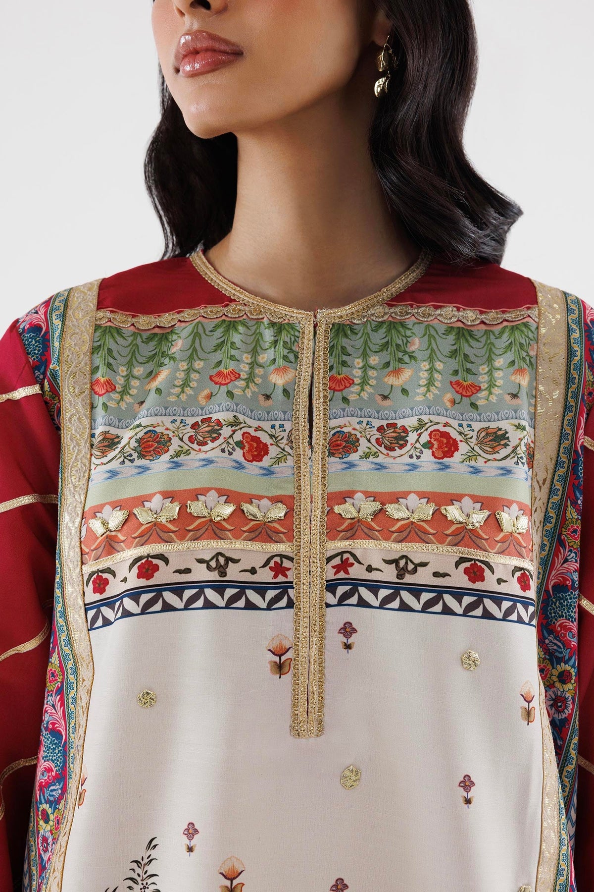 Stitched Embroidered Raw Silk Suit