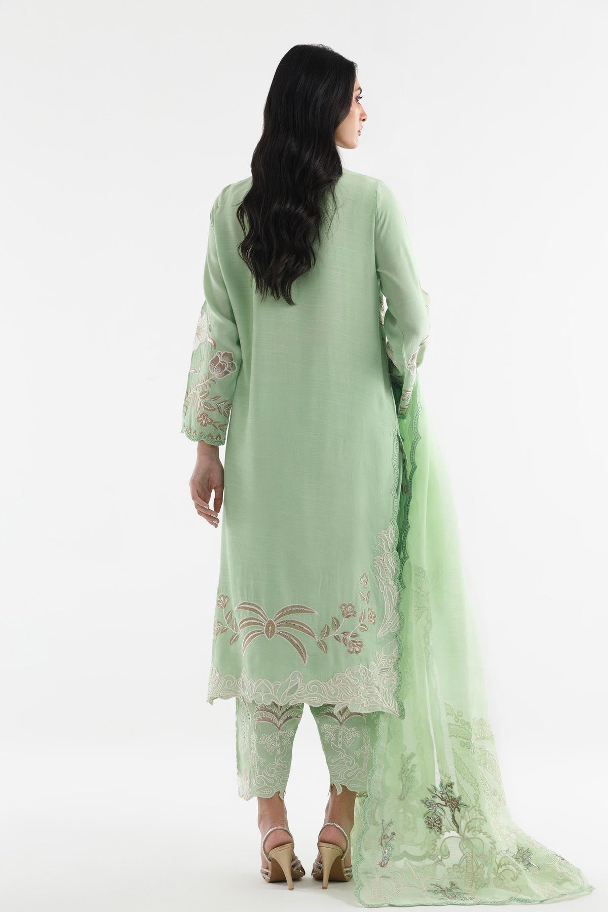 Stitched Embroidered Raw Silk Suit