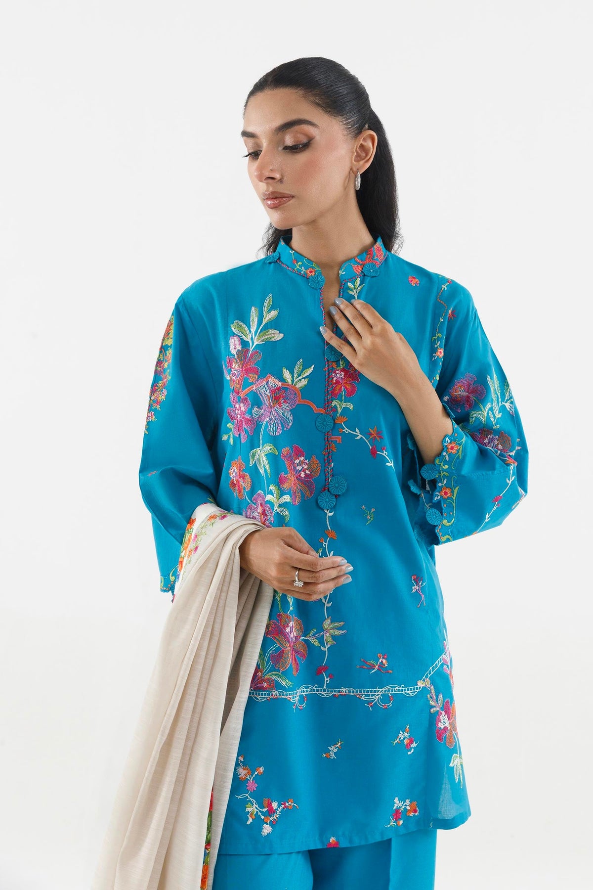 Stitched Embroidered Muzlin Suit