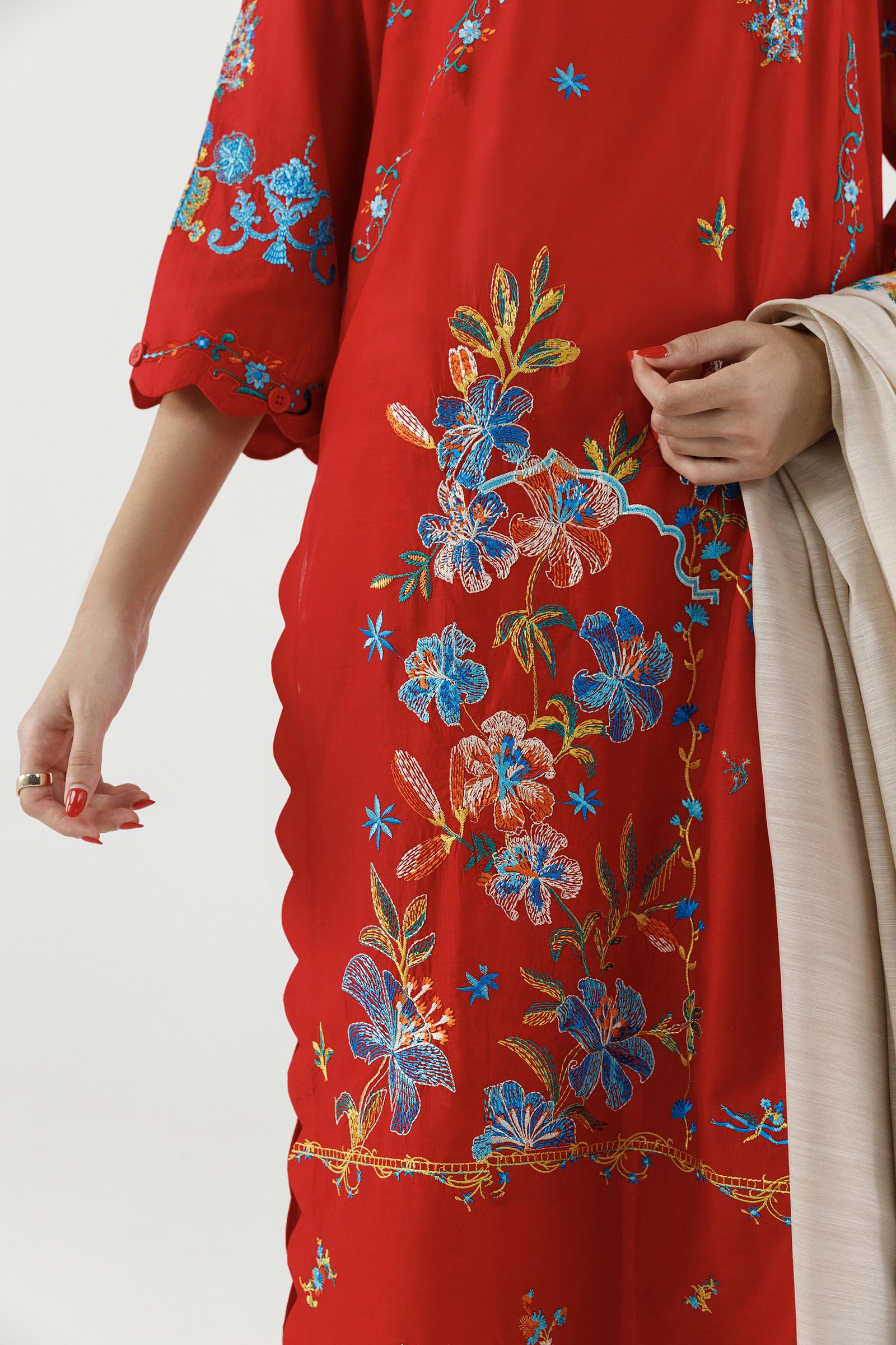 Stitched Embroidered Muzlin Lawn Suit