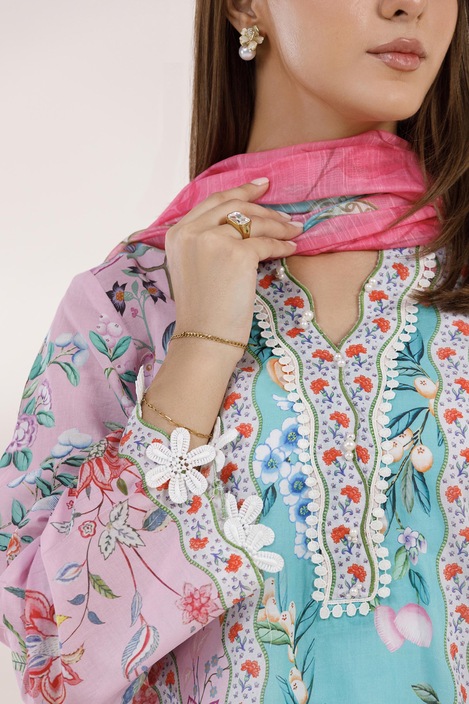 Stitched Printed Muzlin Suit