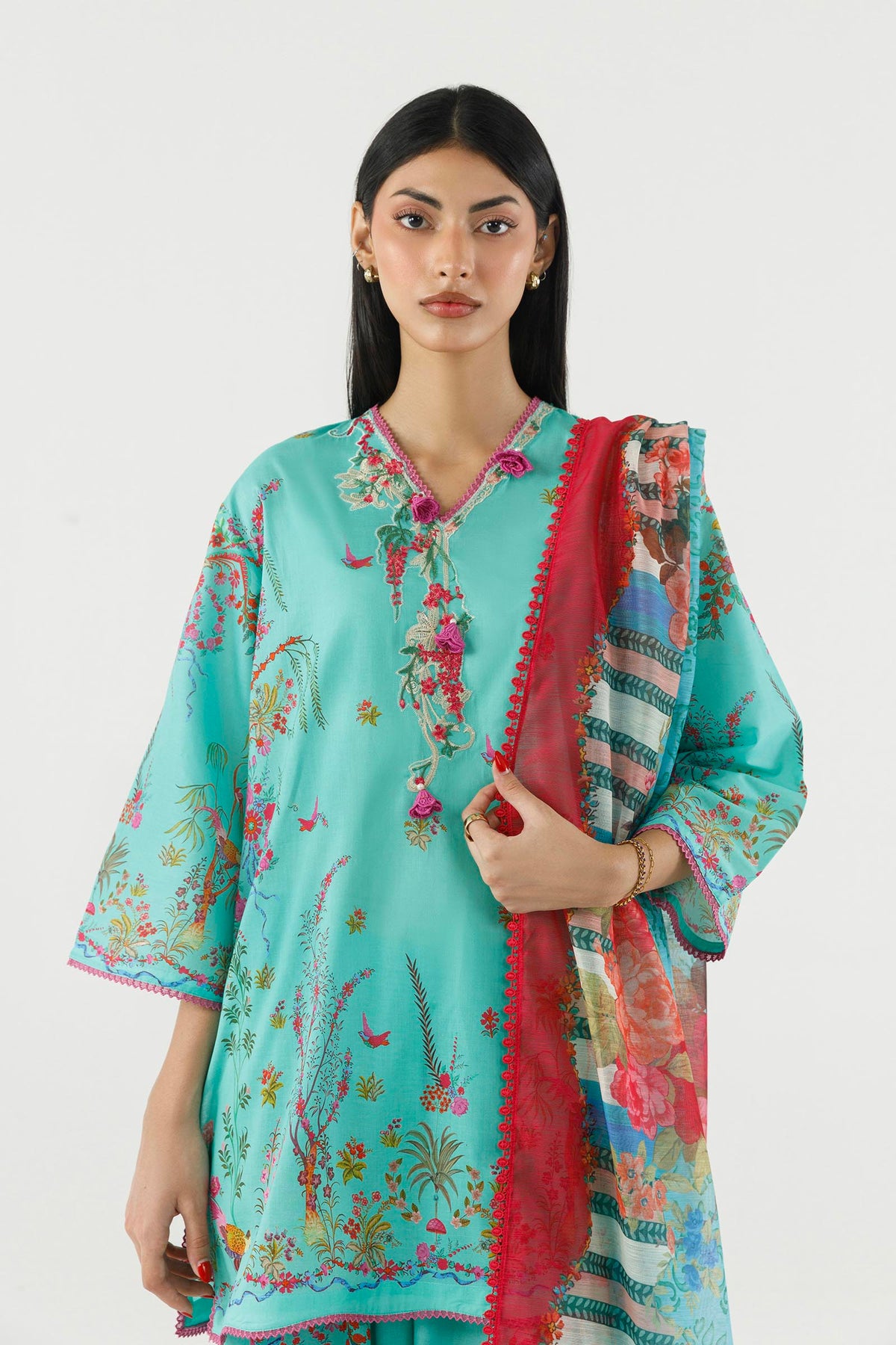 Stitched Embroidered Muzlin Suit