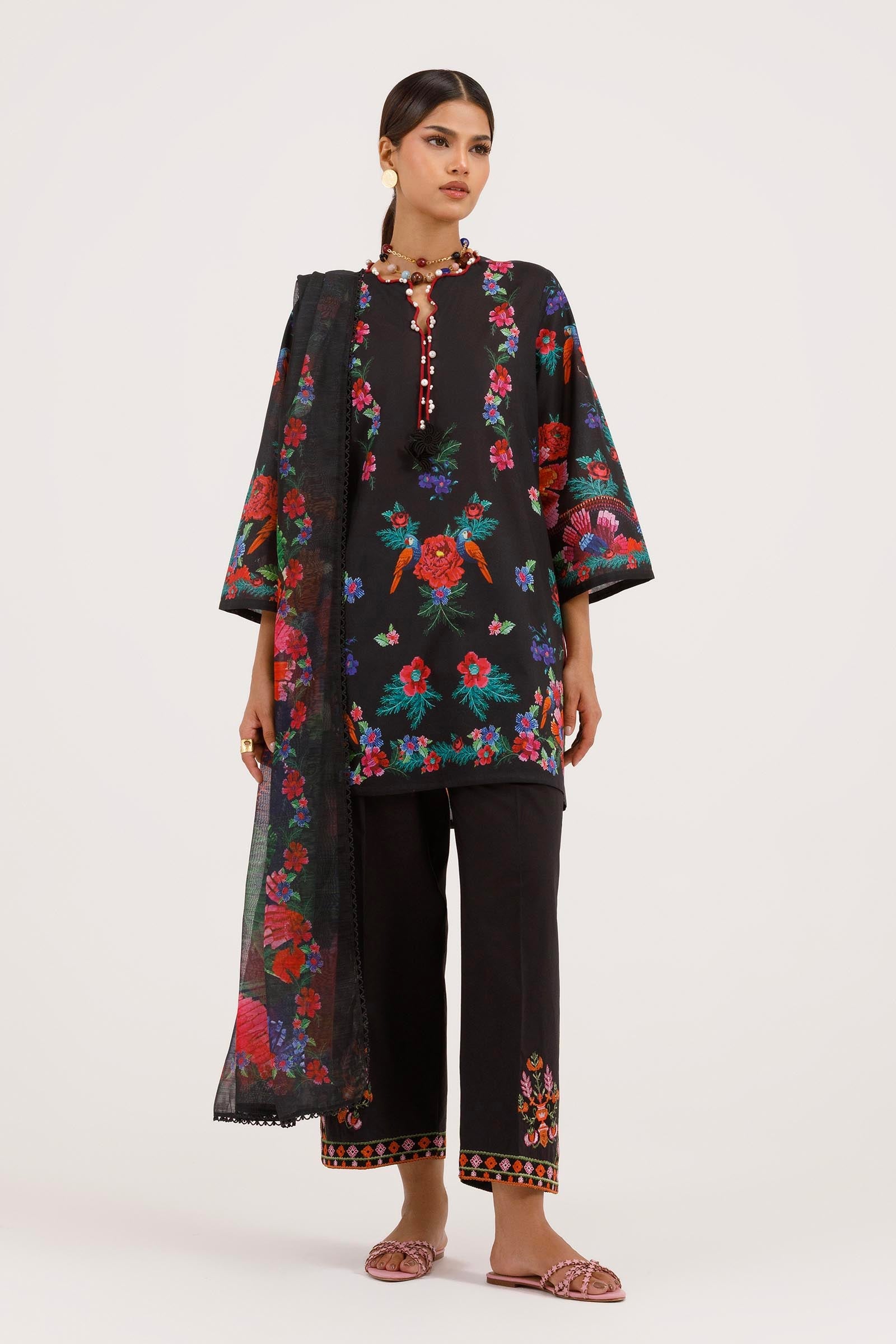 Stitched Embroidered Muzlin Suit