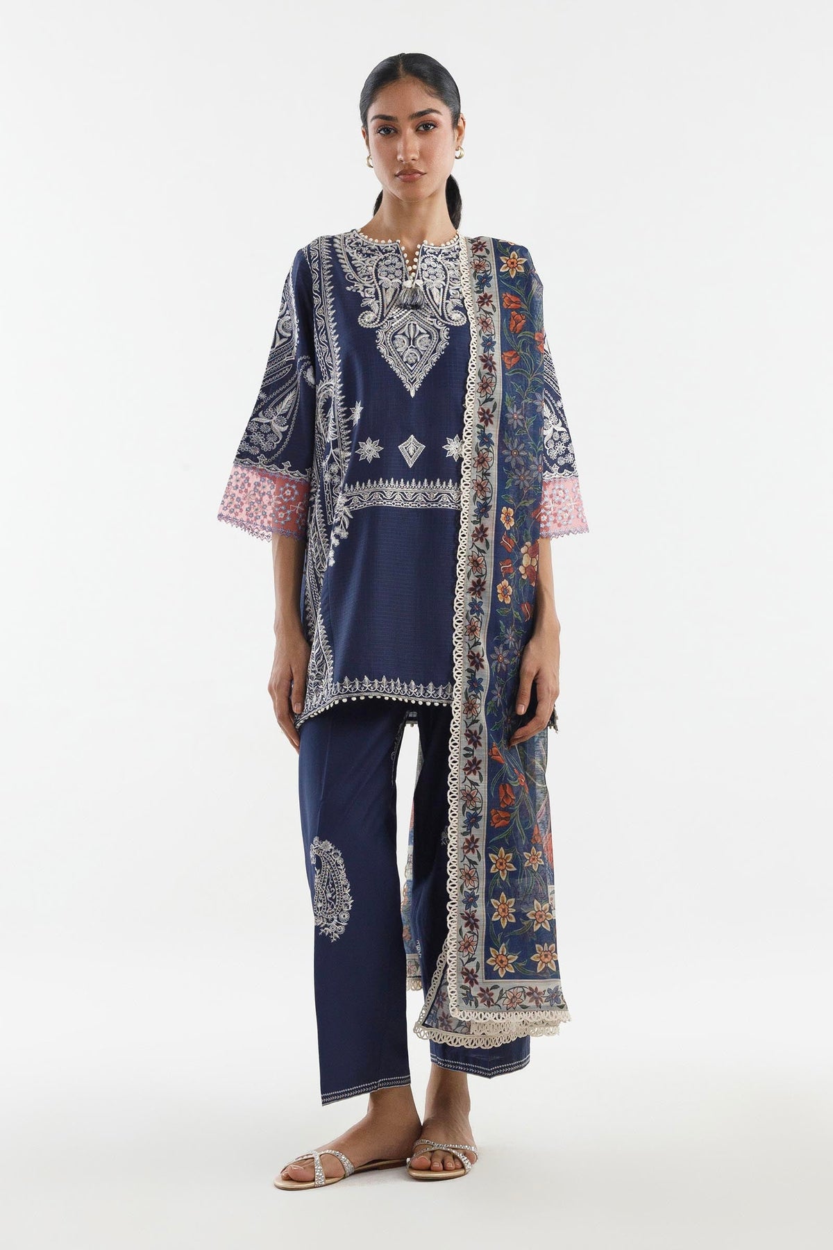 Stitched Embroidered Muzlin Lawn Suit