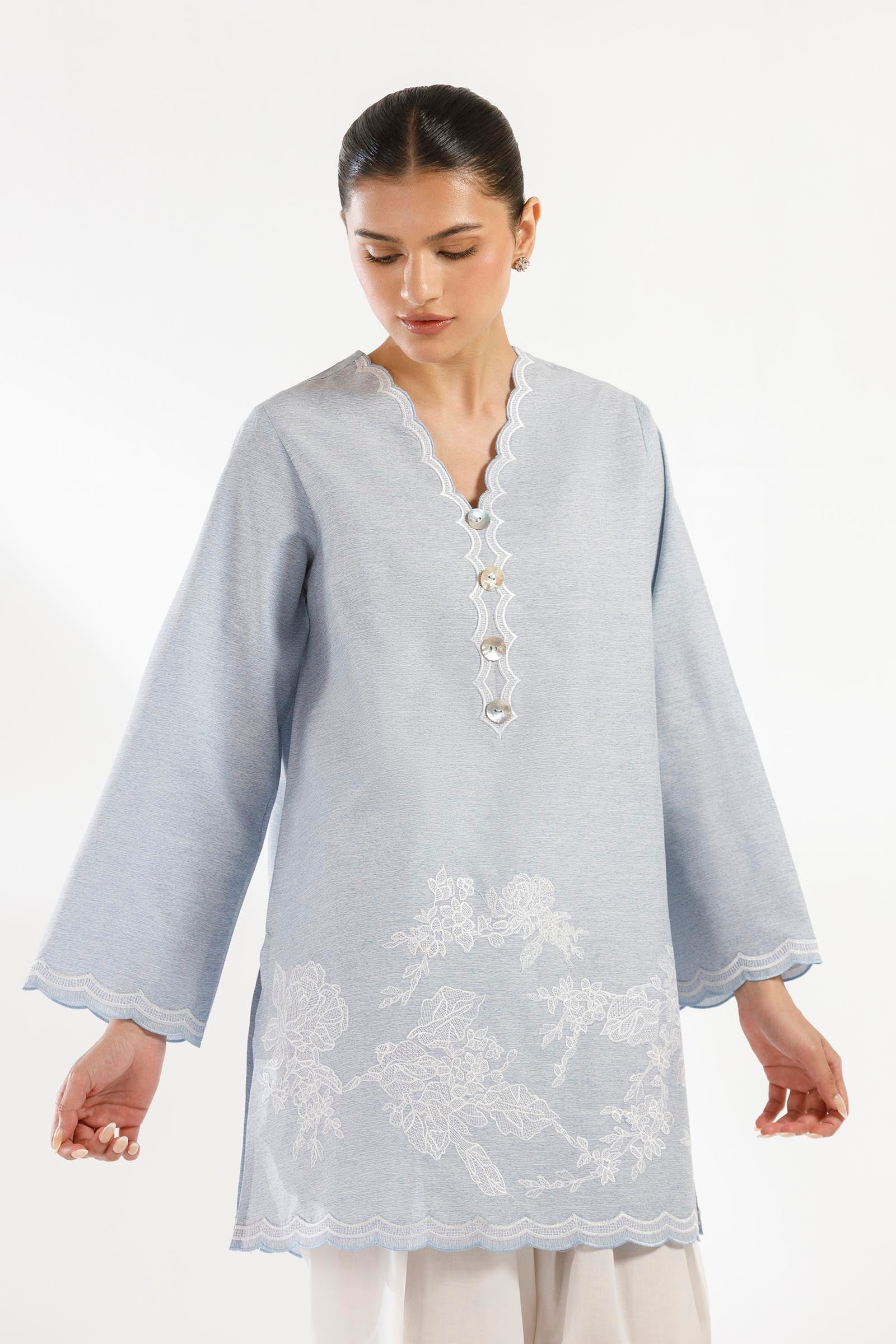 Stitched Embroidered Chambray Shirt+ Shalwar