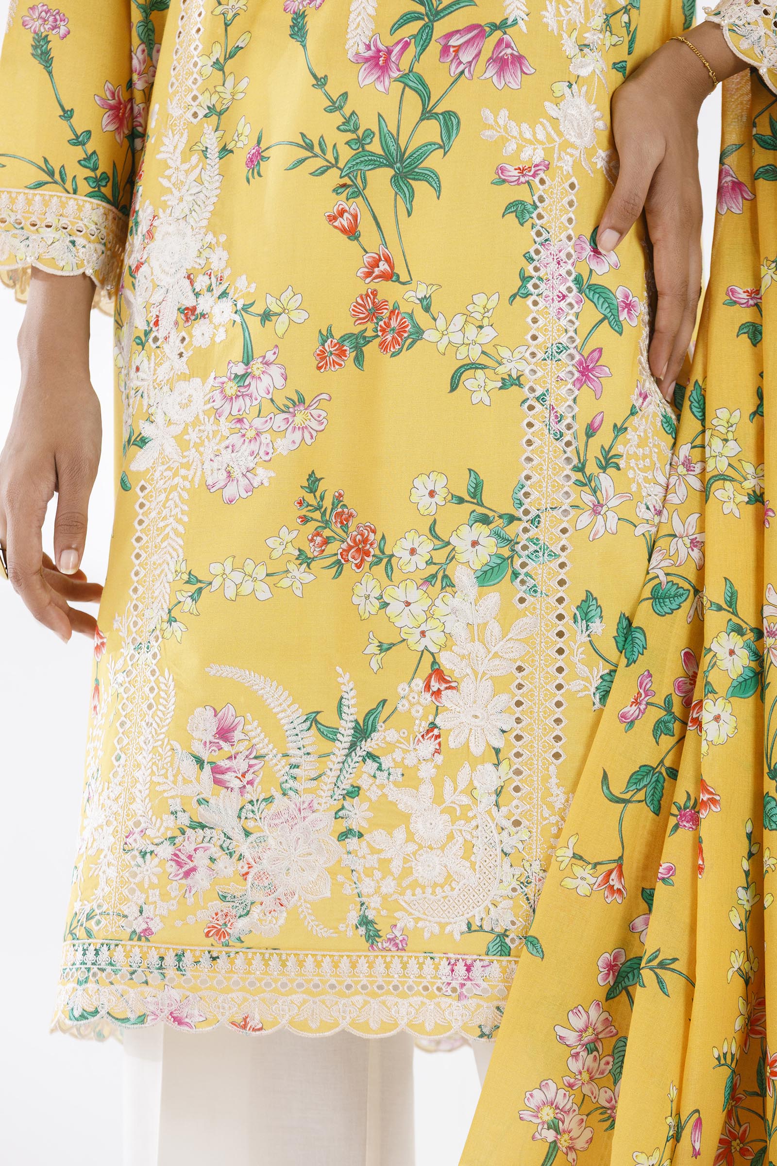 Stitched Embroidered Lawn Suit