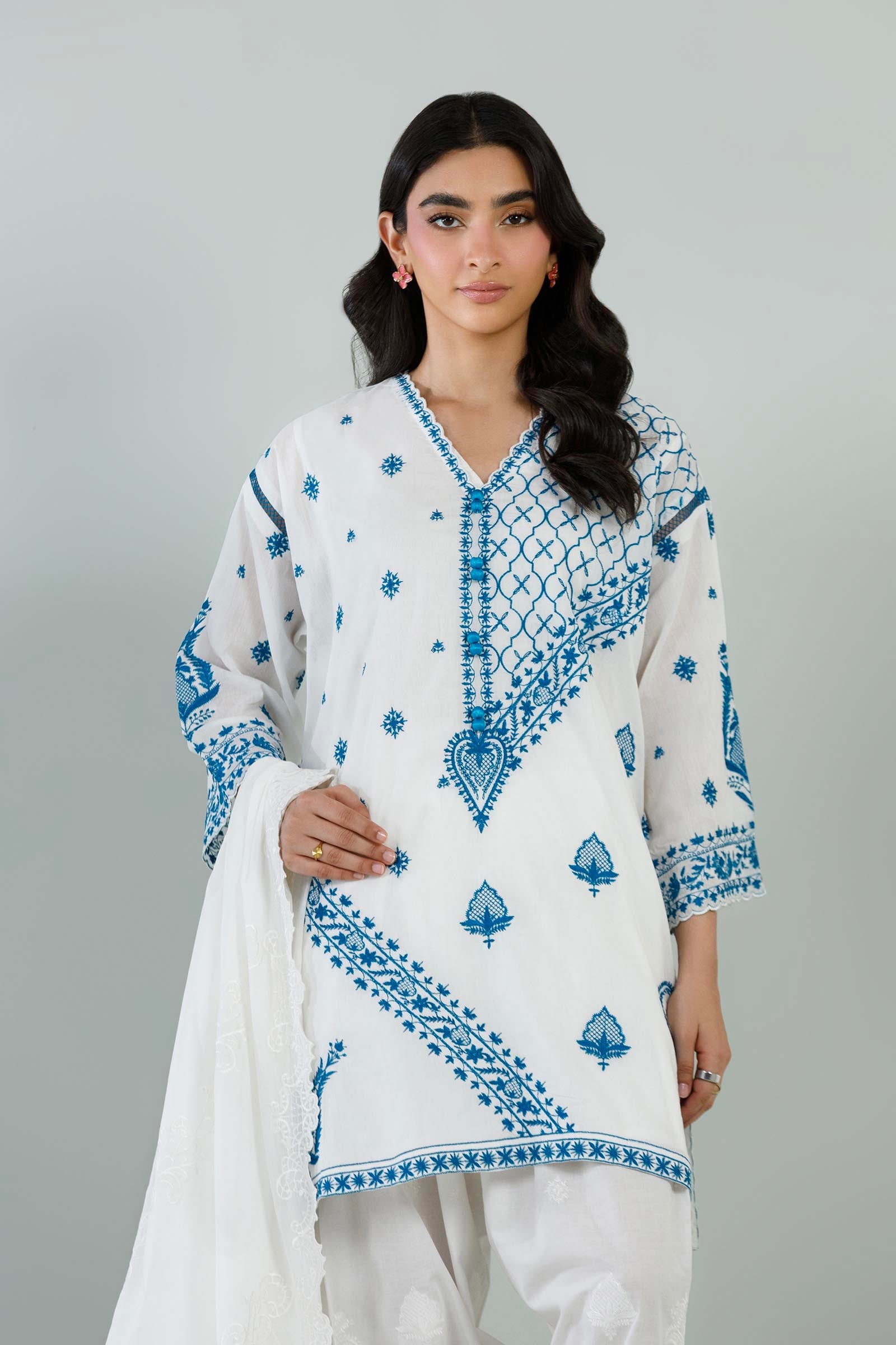 Stitched Embroidered Lawn Shirt + Shalwar