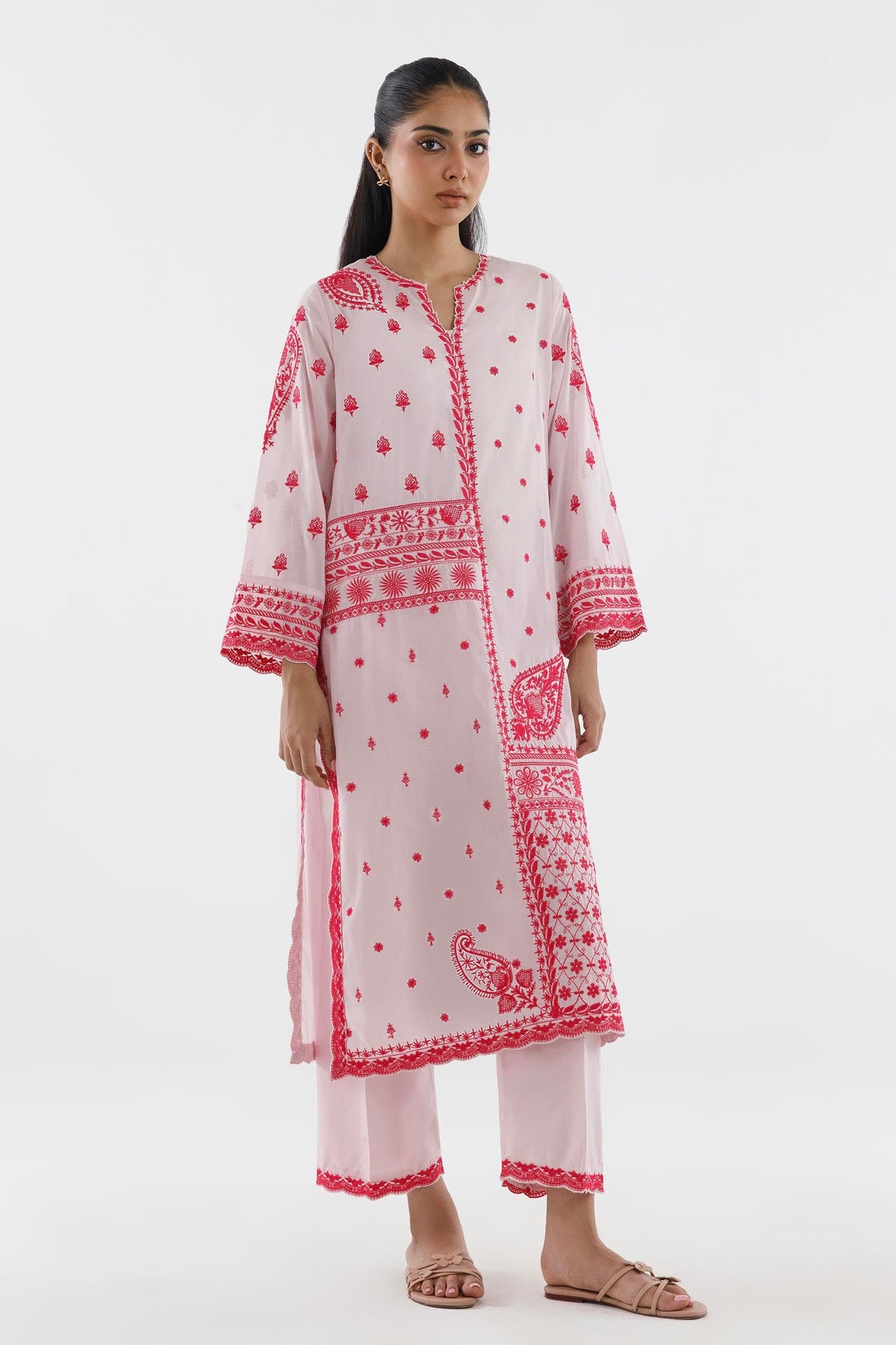 Stitched Embroidered Lawn Shirt+ Culotte