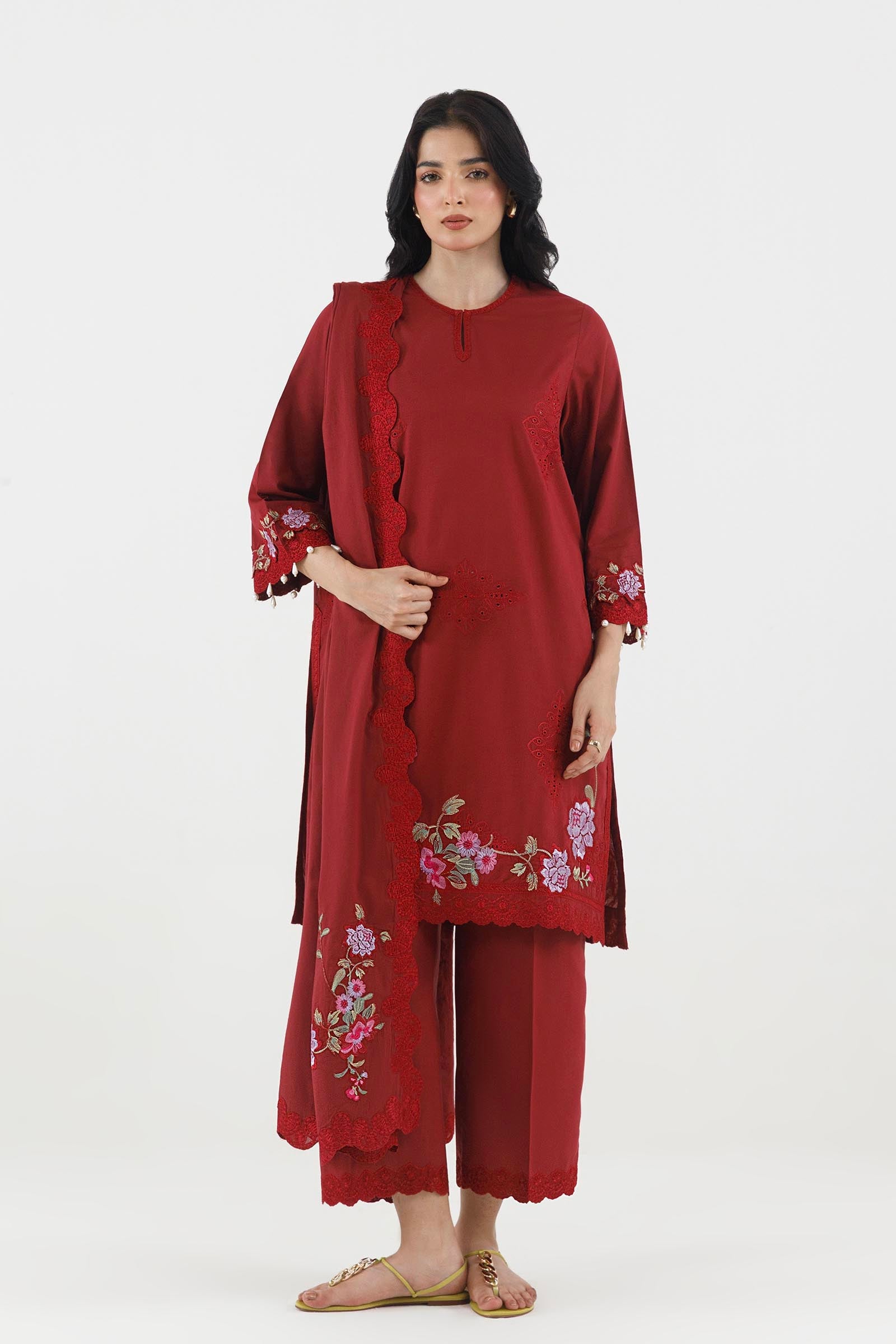 Stitched Embroidered Lawn Dupatta