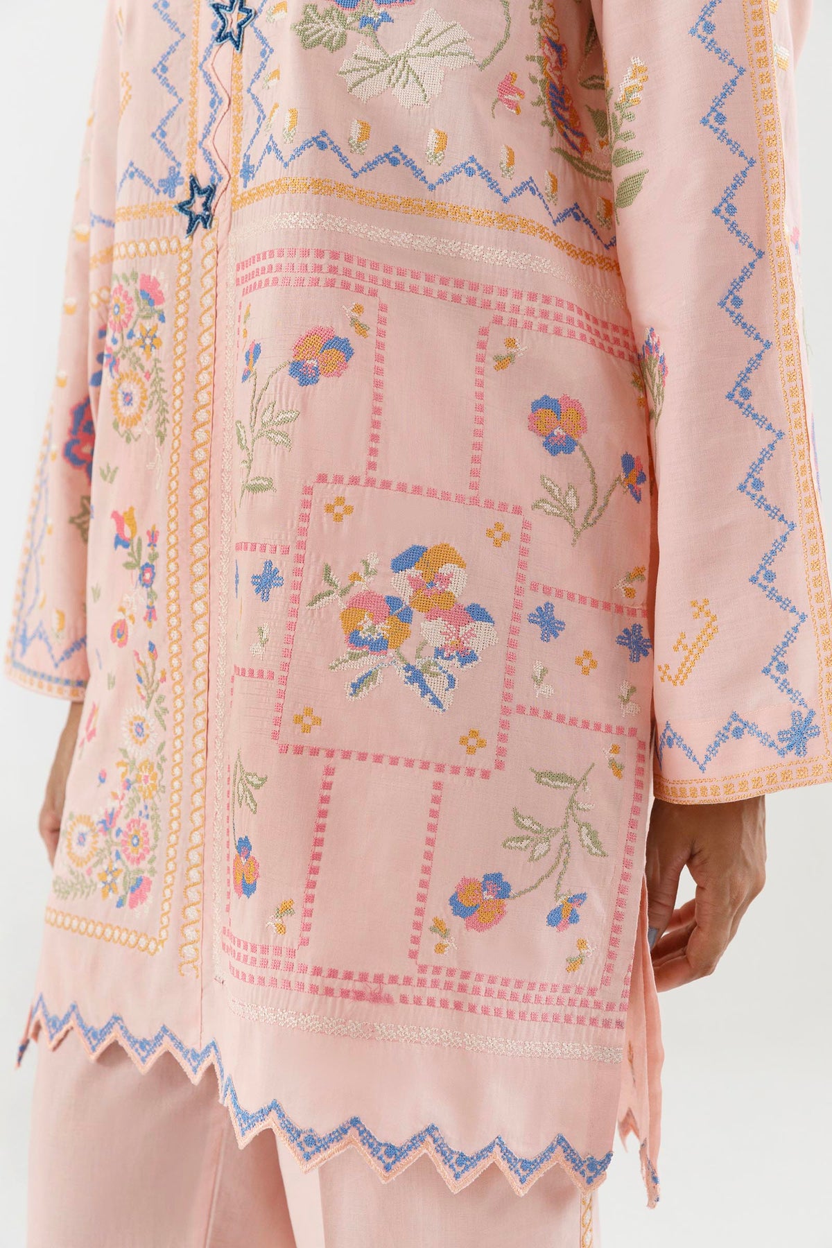 Stitched Embroidered Lawn Shirt+ Culotte
