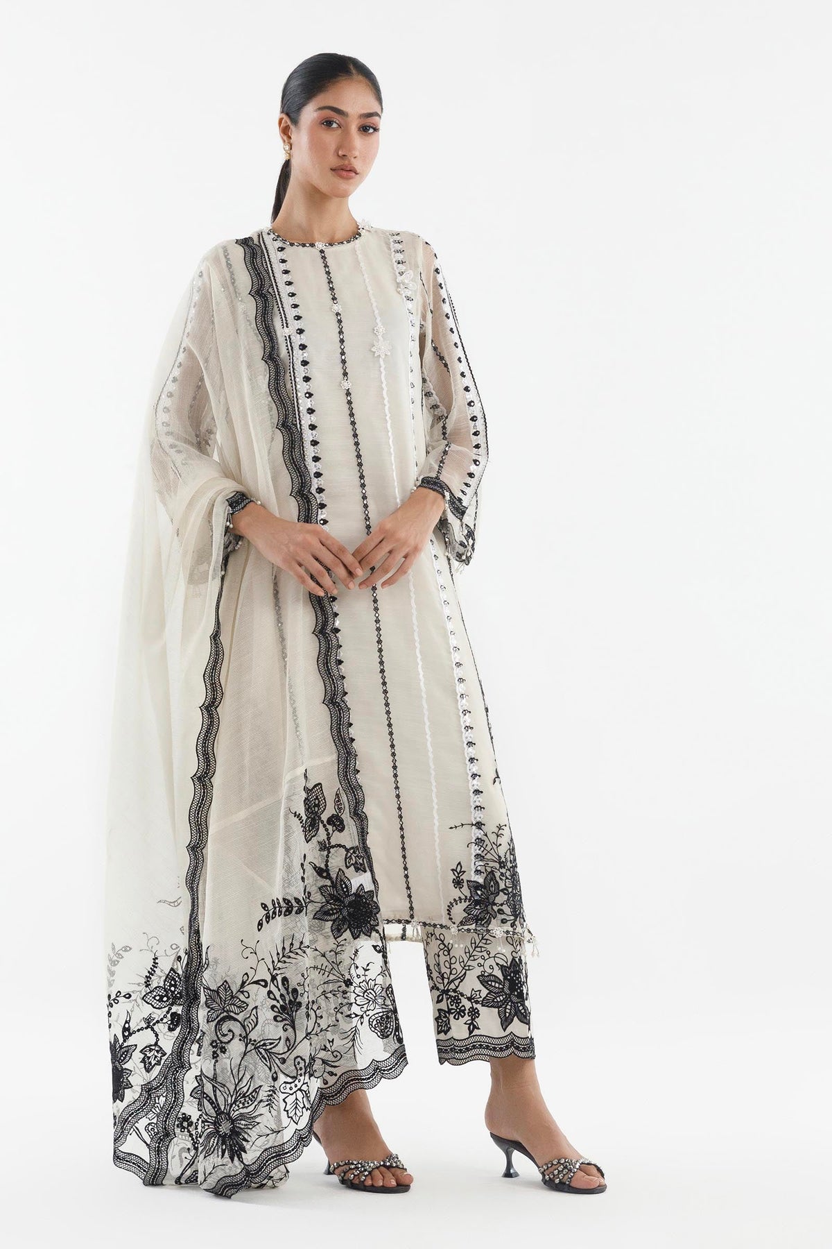 Stitched Embroidered Poly Slub Suit