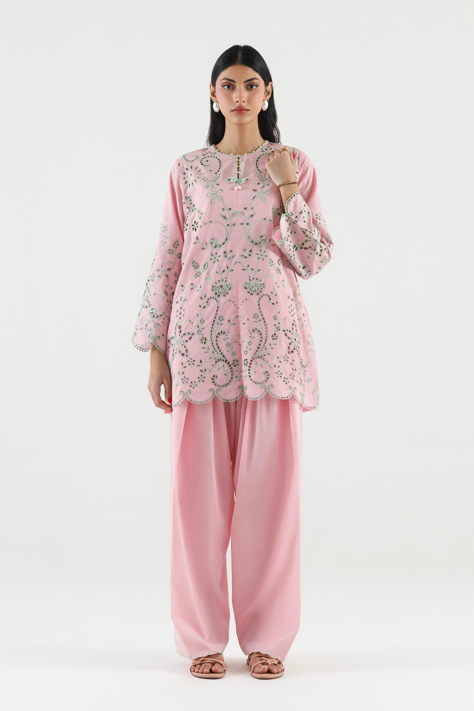 Stitched Embroidered Lawn Shirt+ Culotte