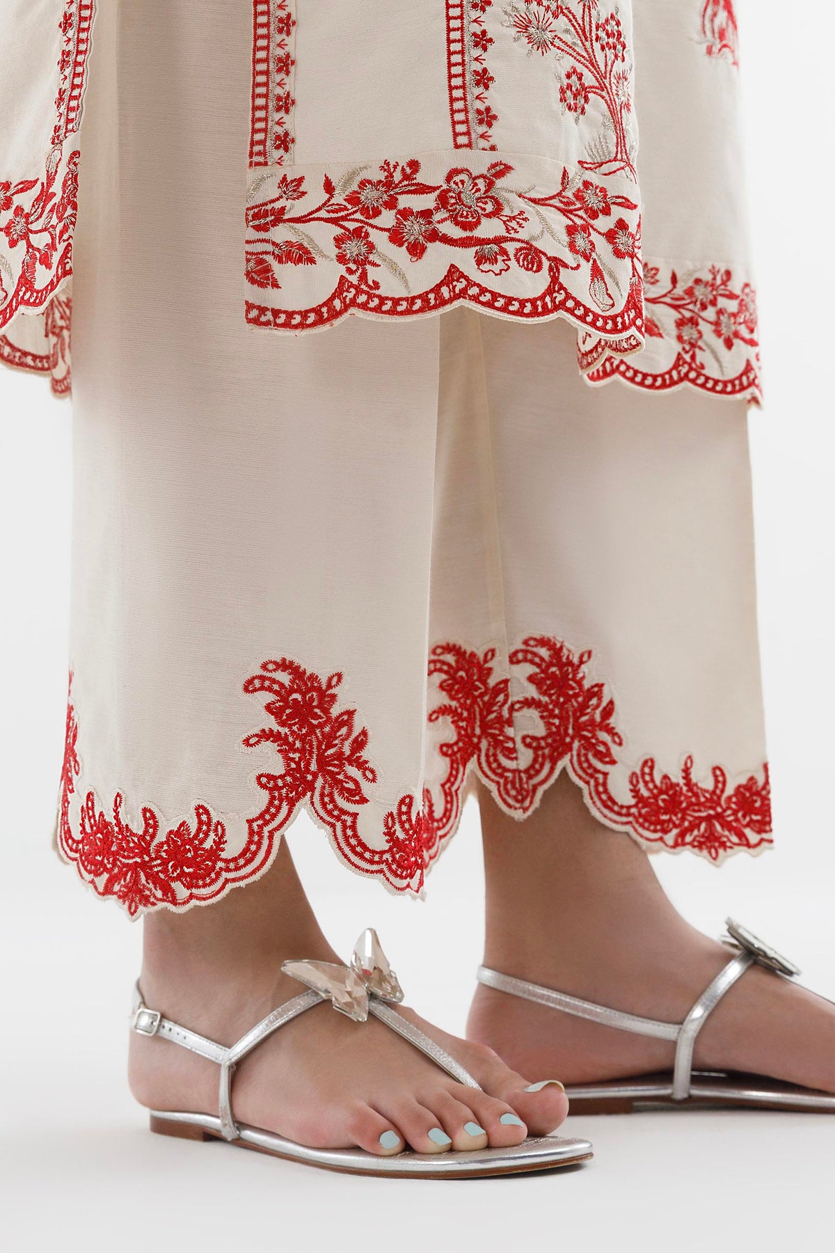 Stitched Embroidered Khaadi Silk Shirt+ Culotte