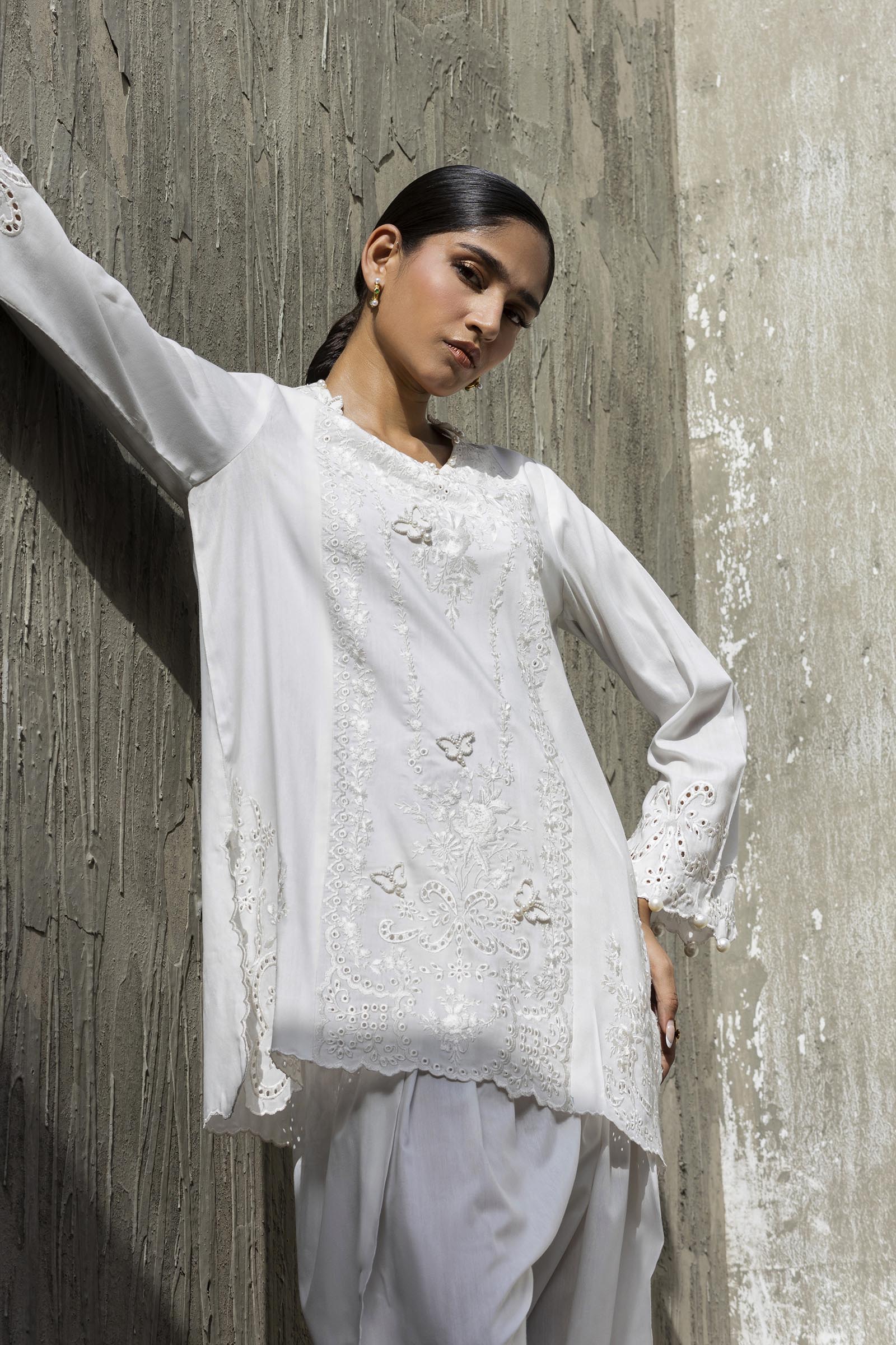 Stitched Embroidered Khaadi Silk Shirt+ Shalwar