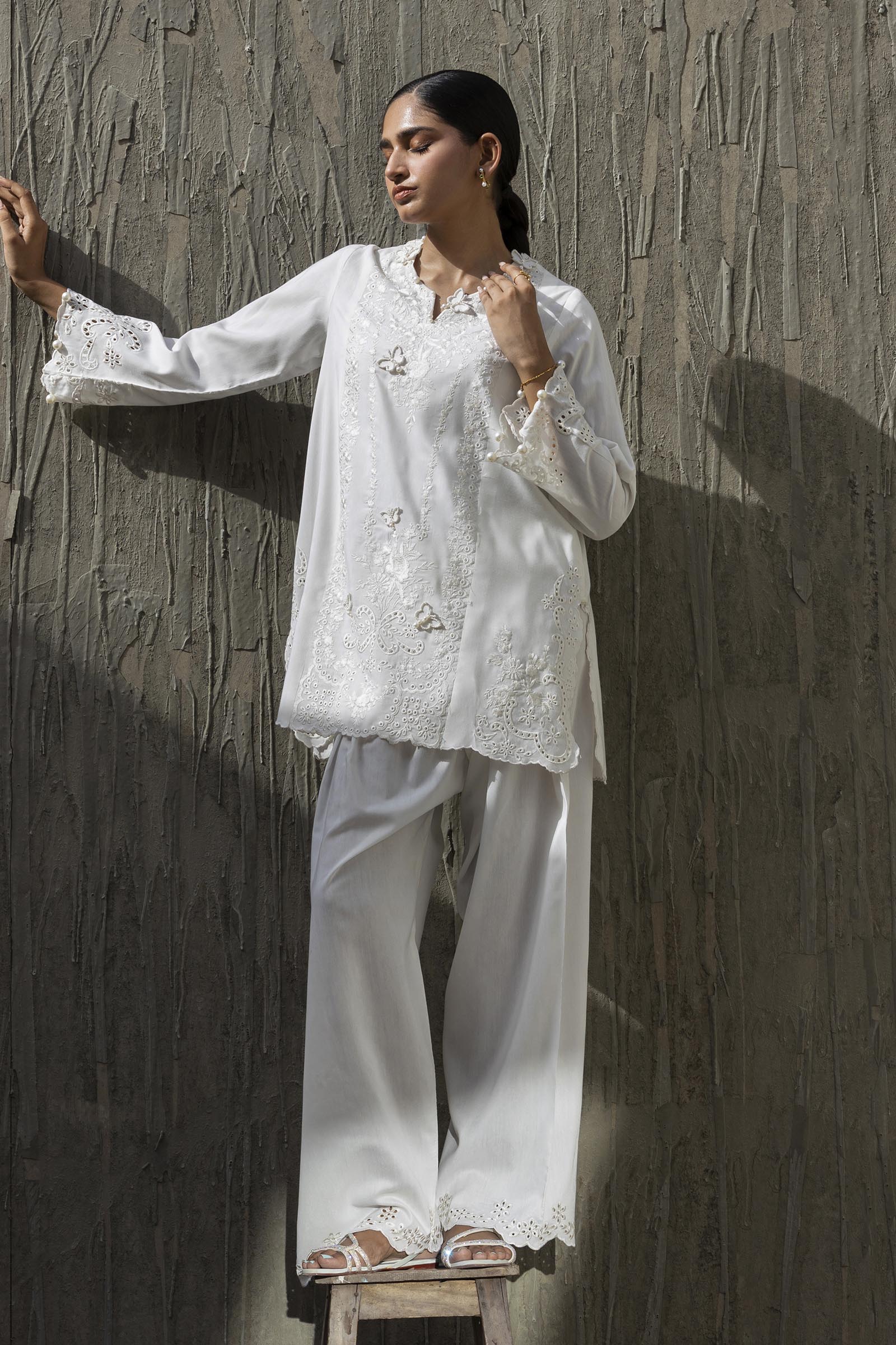 Stitched Embroidered Khaadi Silk Shirt+ Shalwar