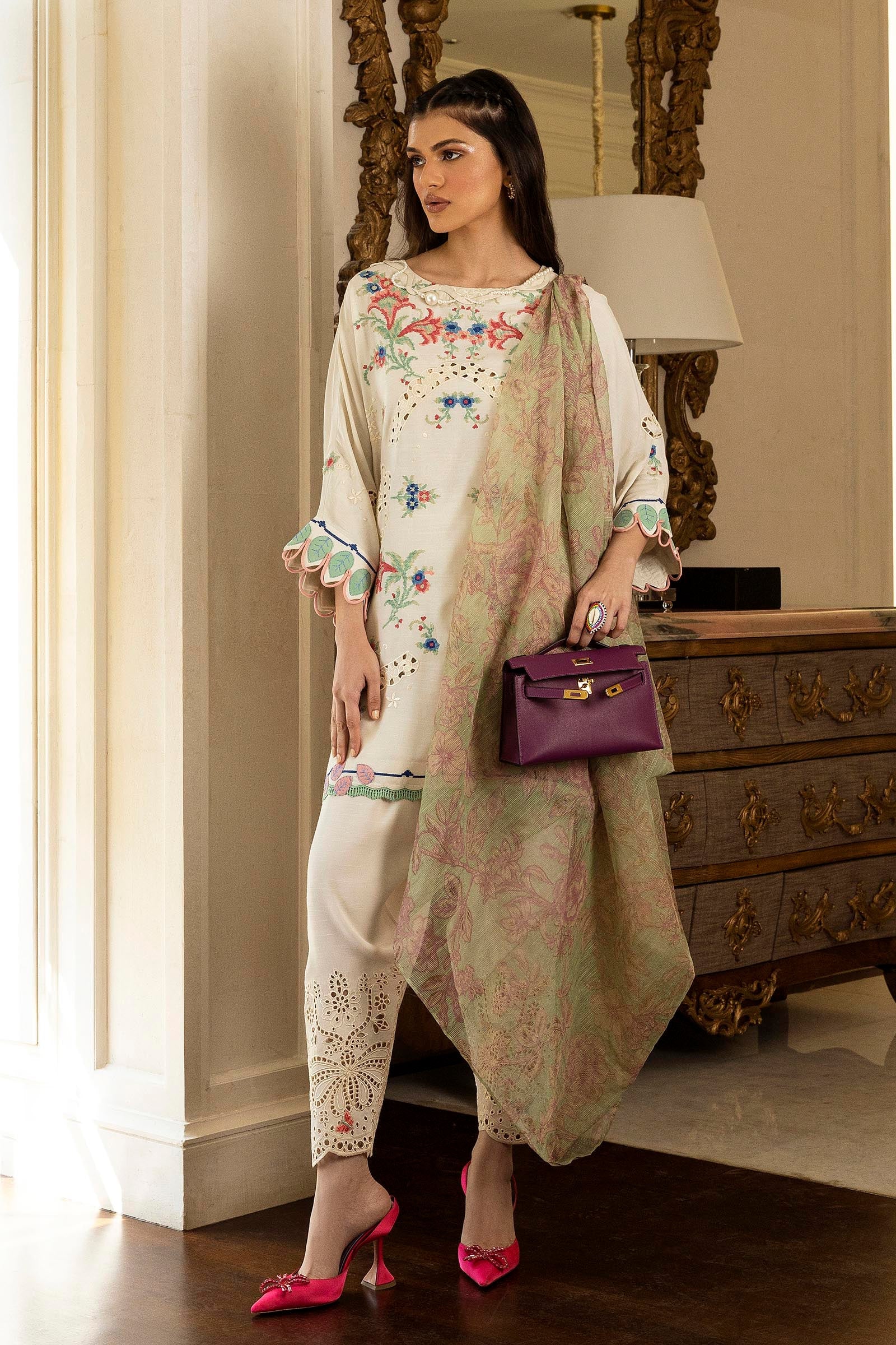 Stitched Printed Slub Dupatta