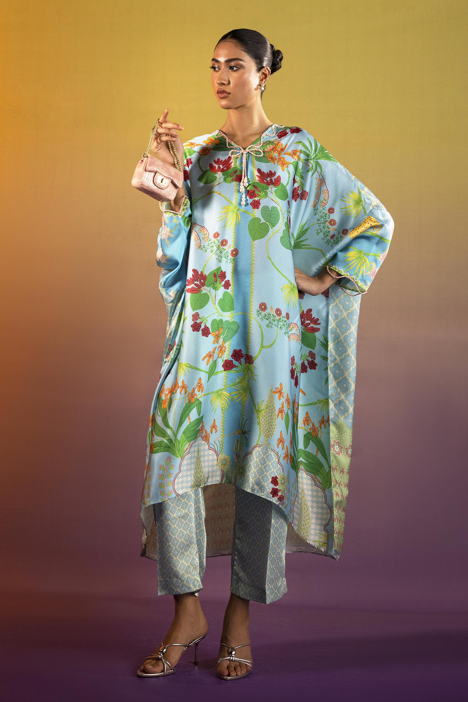 Stitched Printed Satin Shirt + Culotte
