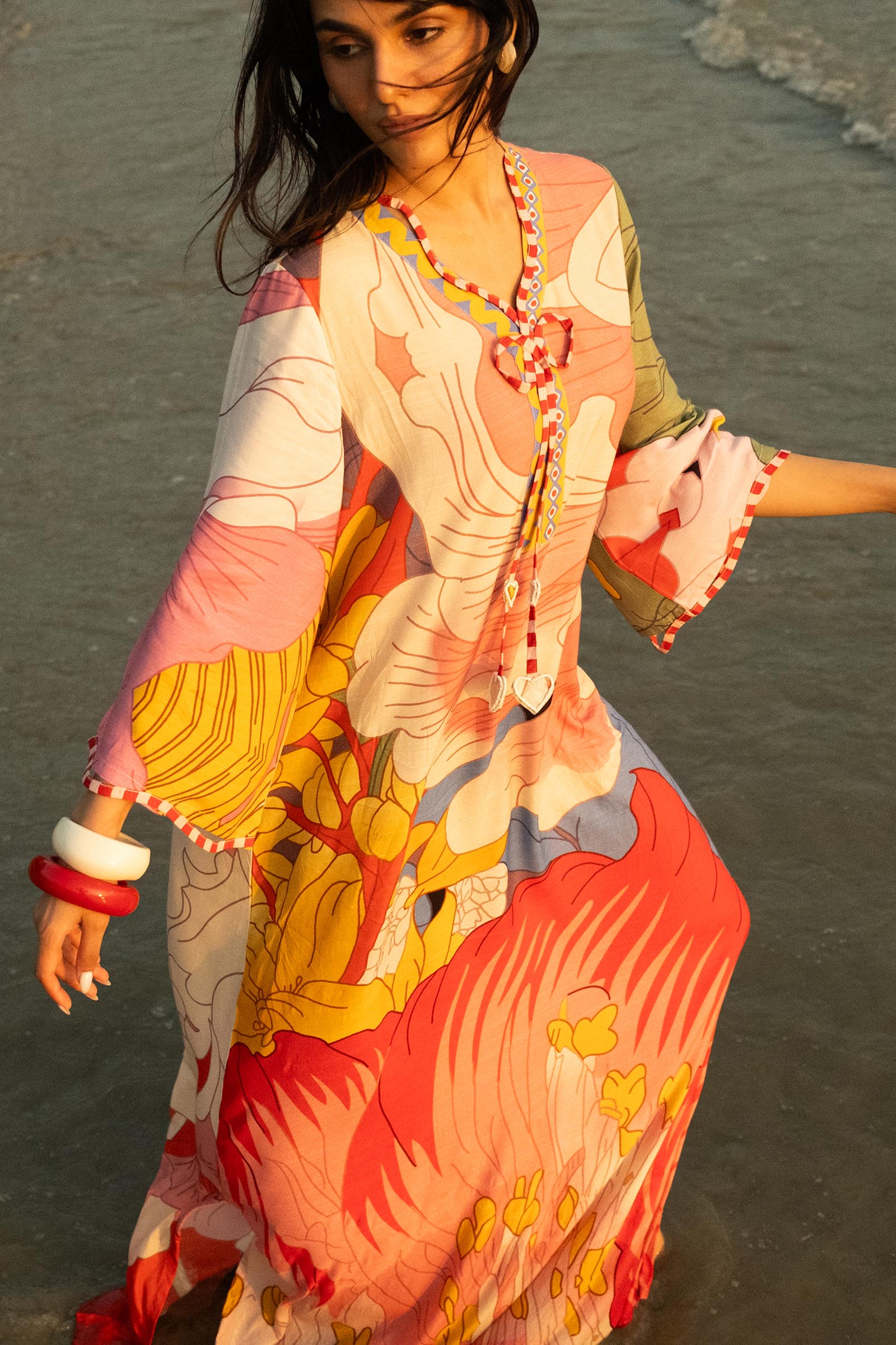 Stitched Printed Raw Silk Shirt