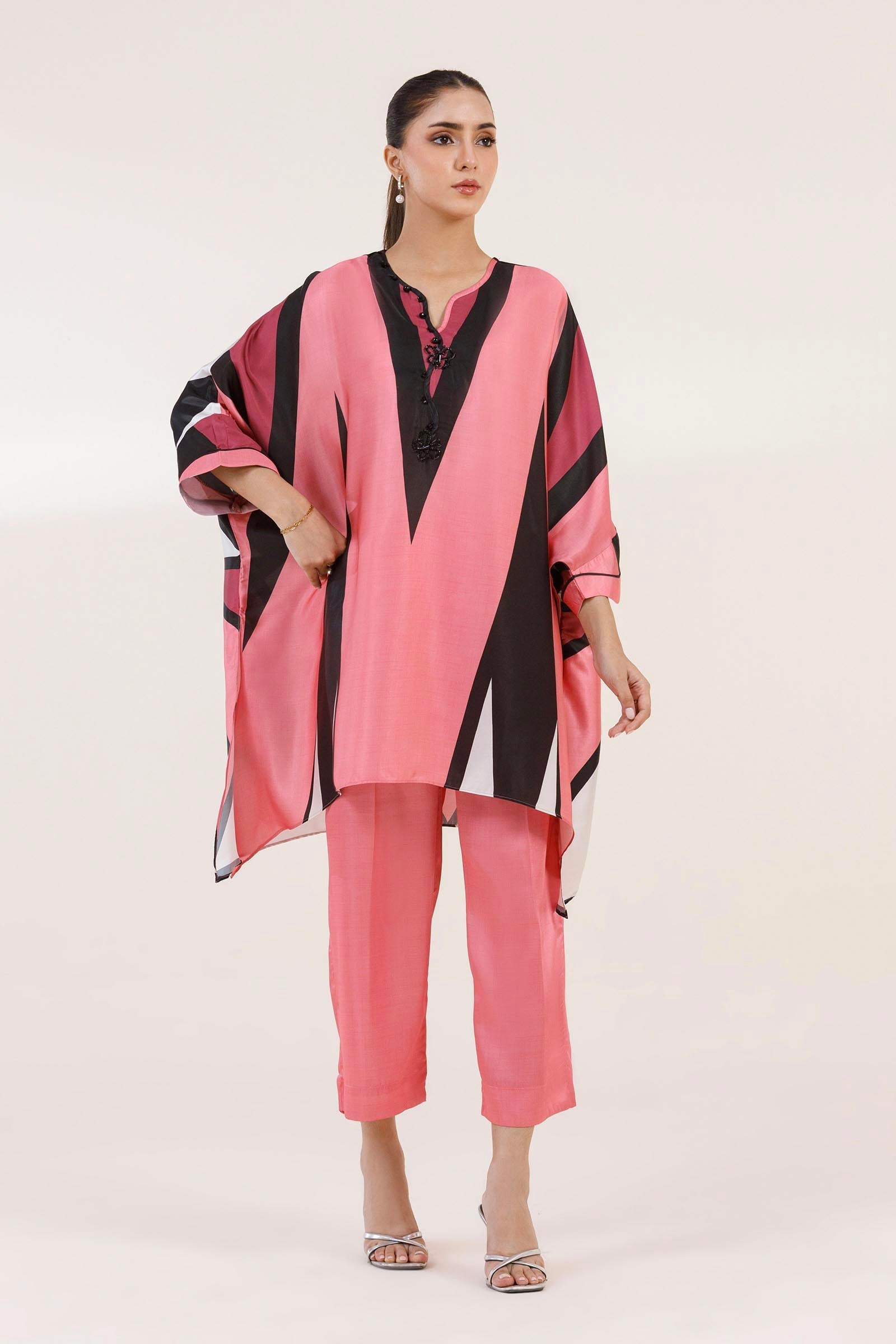 Stitched Printed Satin Shirt+ Culotte