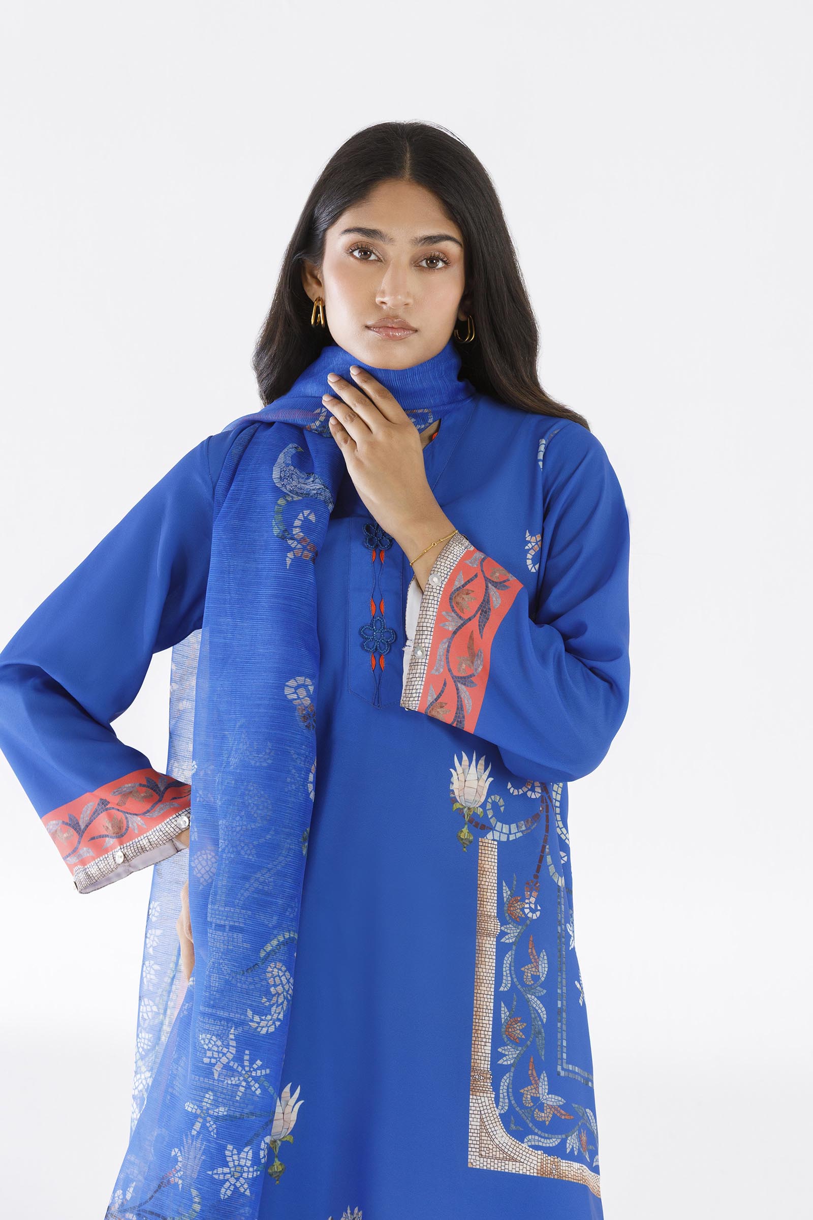 Stitched Printed Crepe Shirt + Dupatta